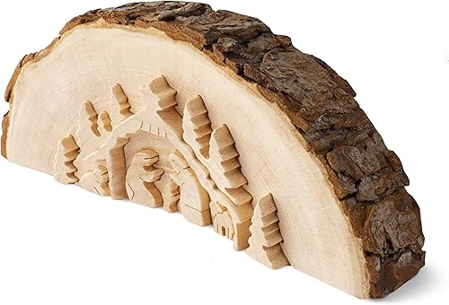 Miniatura 2 de Forest Decor Juego de Belén de madera, figuras religiosas decorativas, decoraciones de mesa de Navidad, decoración cristiana rústica hecha a mano,