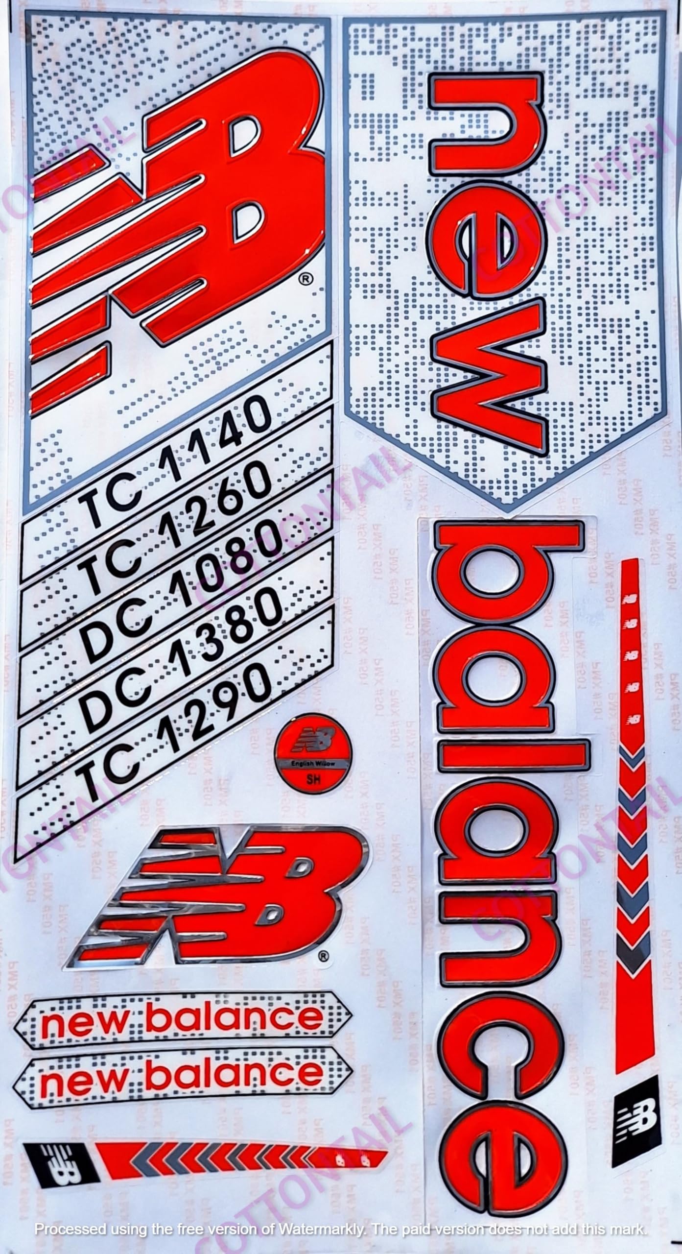 COTTONTAIL | 3D 1140+ Edition | English Willow | Embossed Cricket Bat Sticker | Red