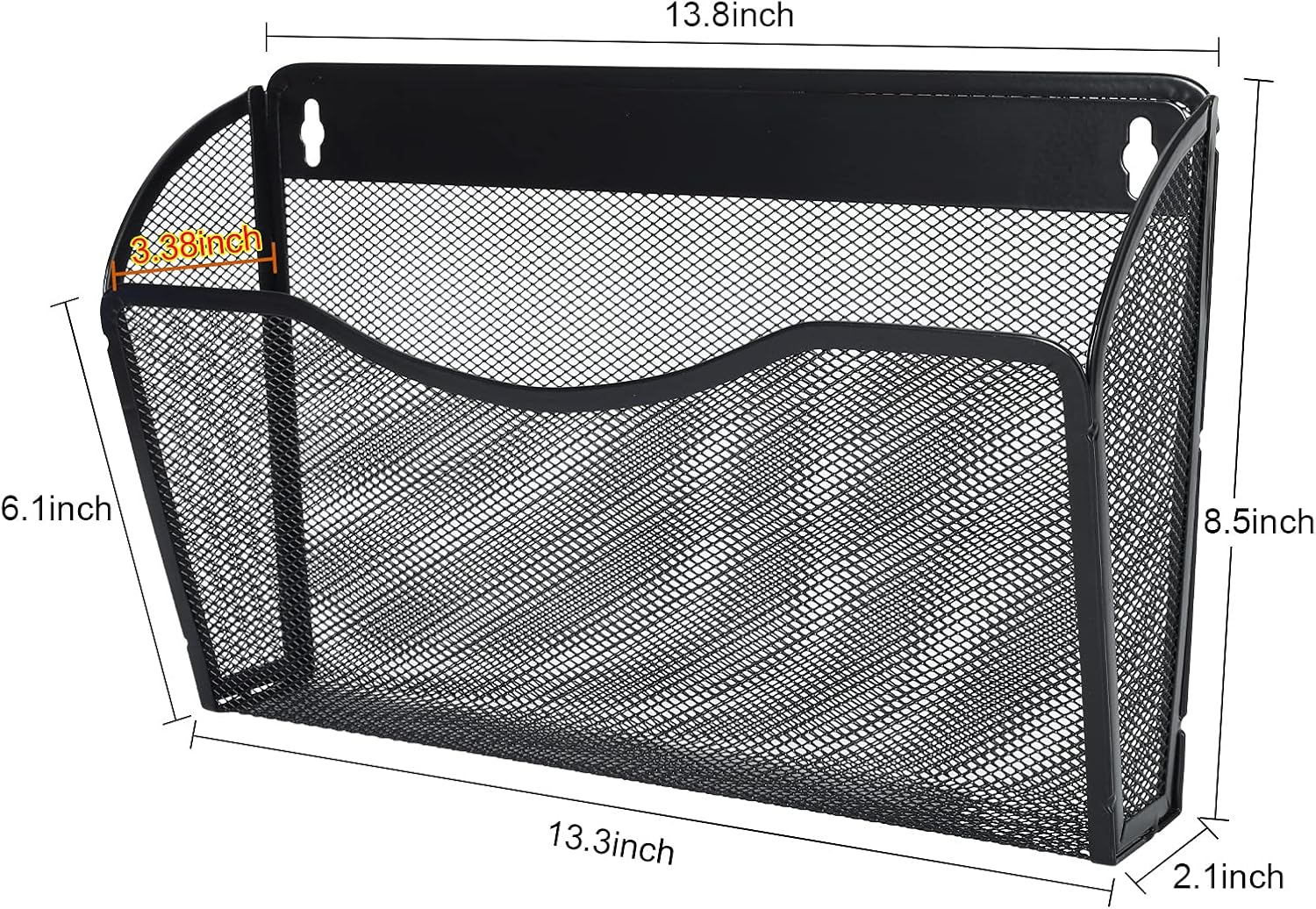 PAG 3 Pockets Hanging File Holder Organizer Metal Wall Mount Magazine Rack, Black