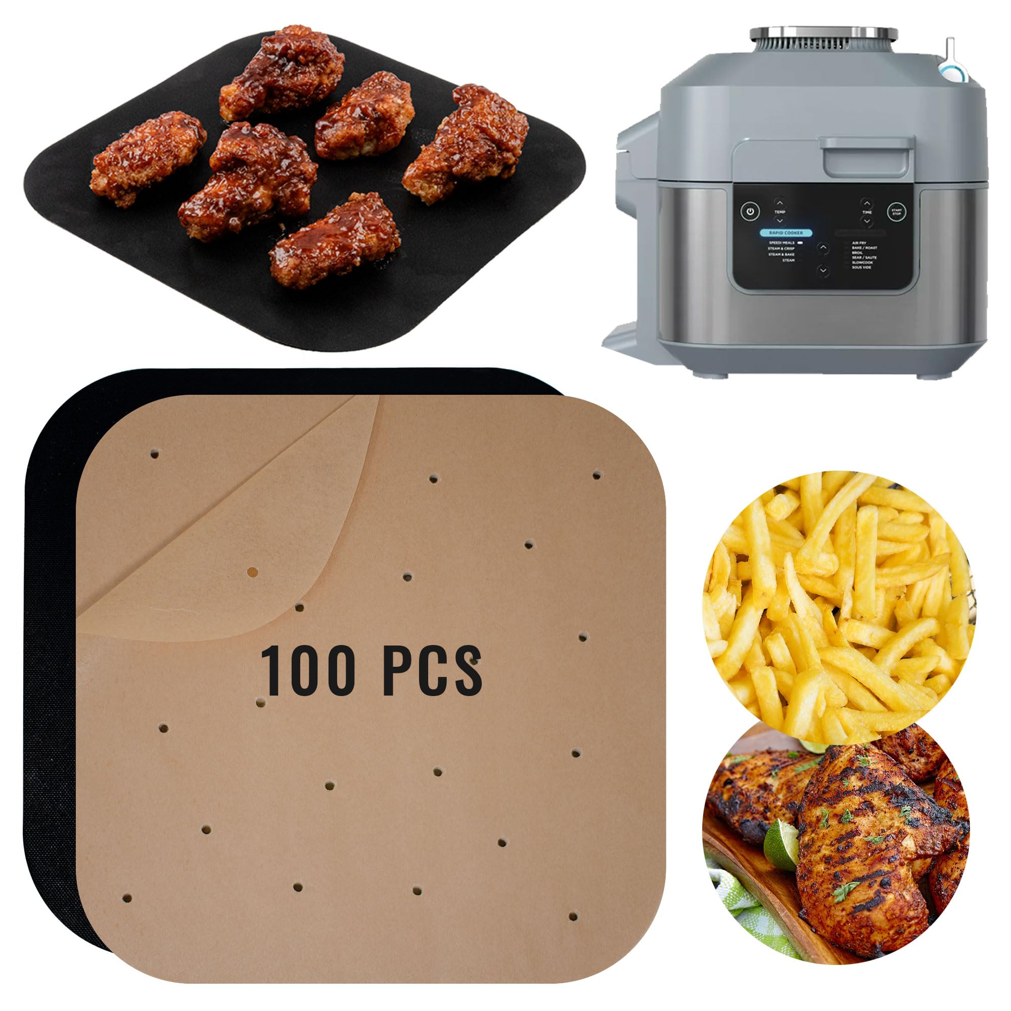 Air Fryer Parchment Paper Compatible with Ninja Speedi Airfryer, Pre-Cut Square Paper Liner Sheets for SF301 Speedy Rapid Cooker & Air Fryer, 6-Quart Capacity, 12-in-1 Disposable Sheets