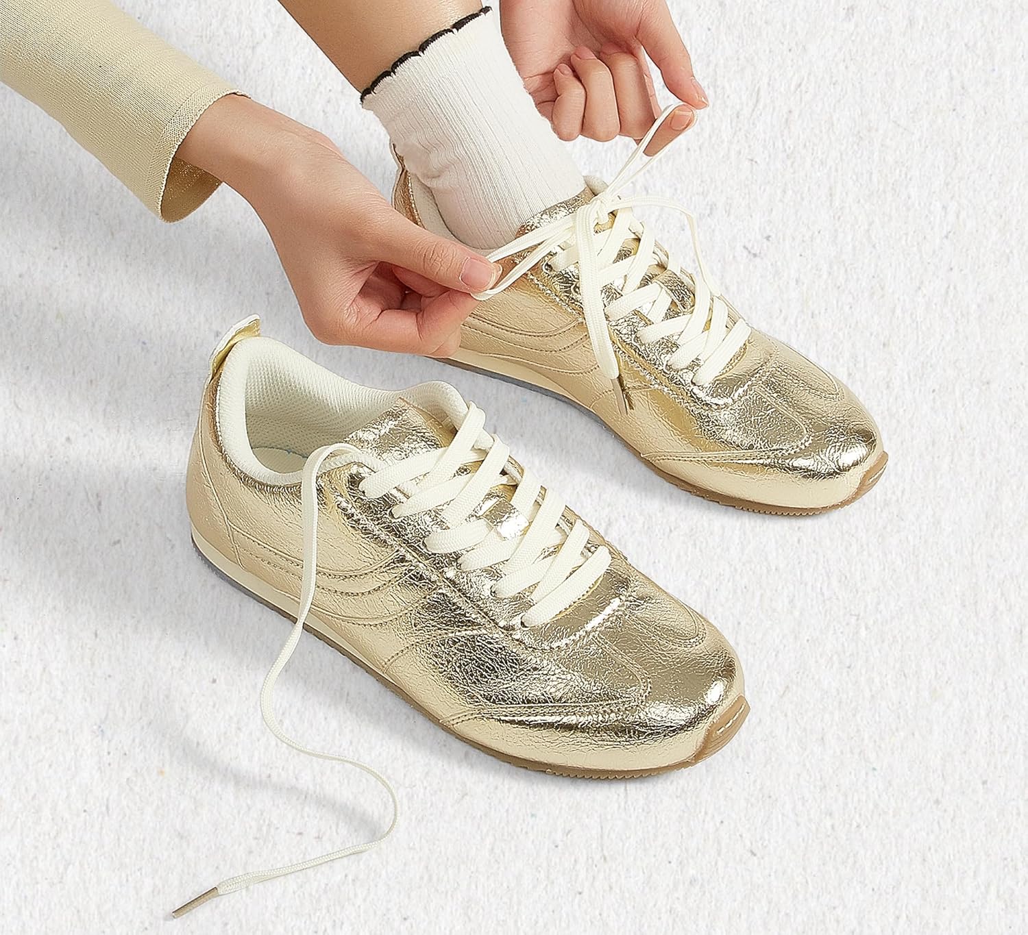 LUCKY STEP Women's Fashion Sneakers Low Profile Trending Lightweight Comfortable Casual Walking Workout Retro Athletic Low Top Tennis Shoes - Image 2