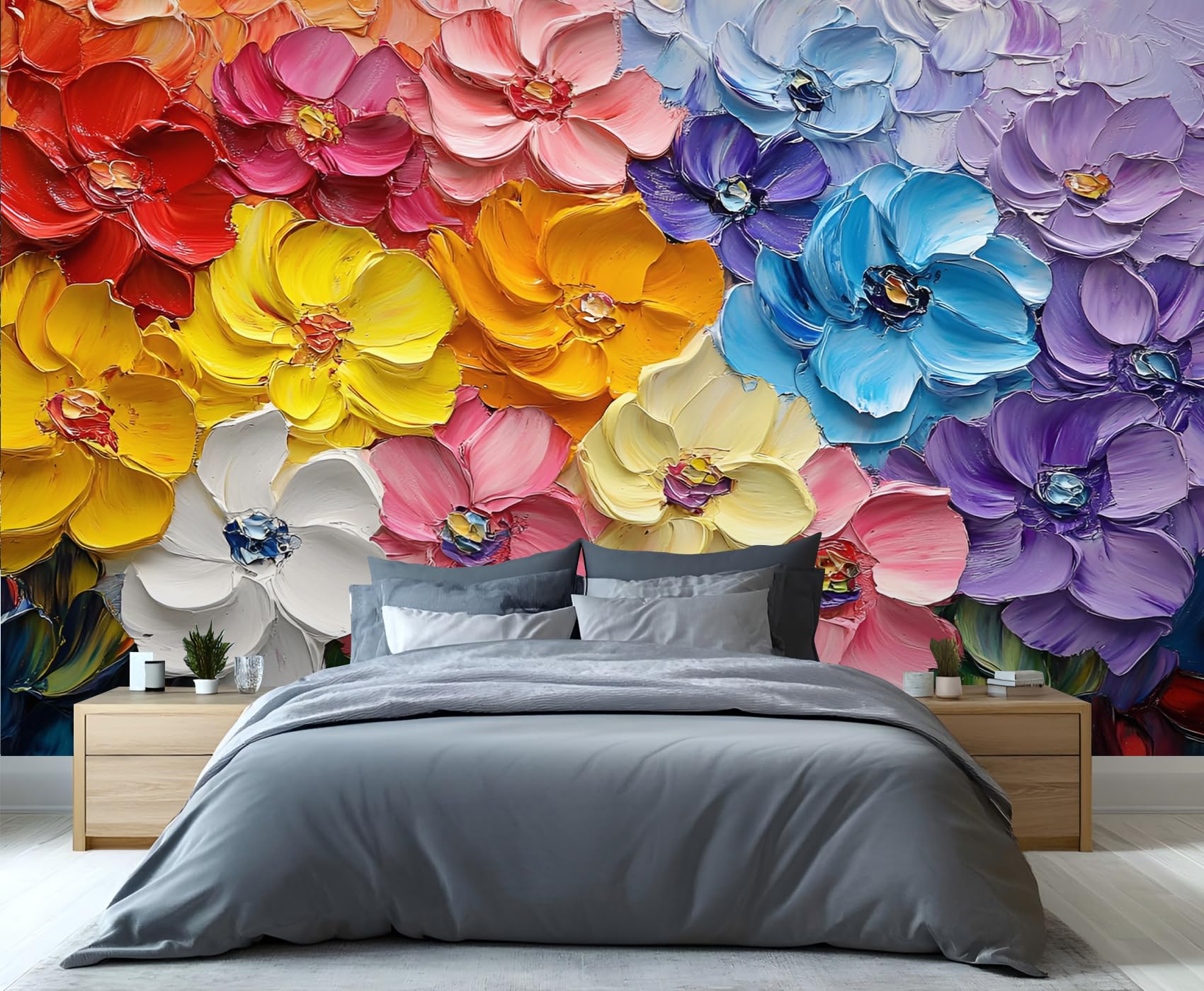 Papier peint floral bohème grand format 200x140 cm pour salon et chambre