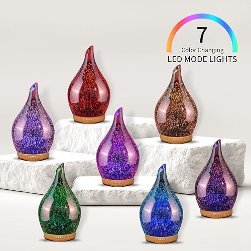 Miniatura 2 de Porseme Difusor de aceite esencial de 9.5 fl oz, humidificador ultrasónico de aroma con control remoto, sin BPA, apagado automático, ajuste de