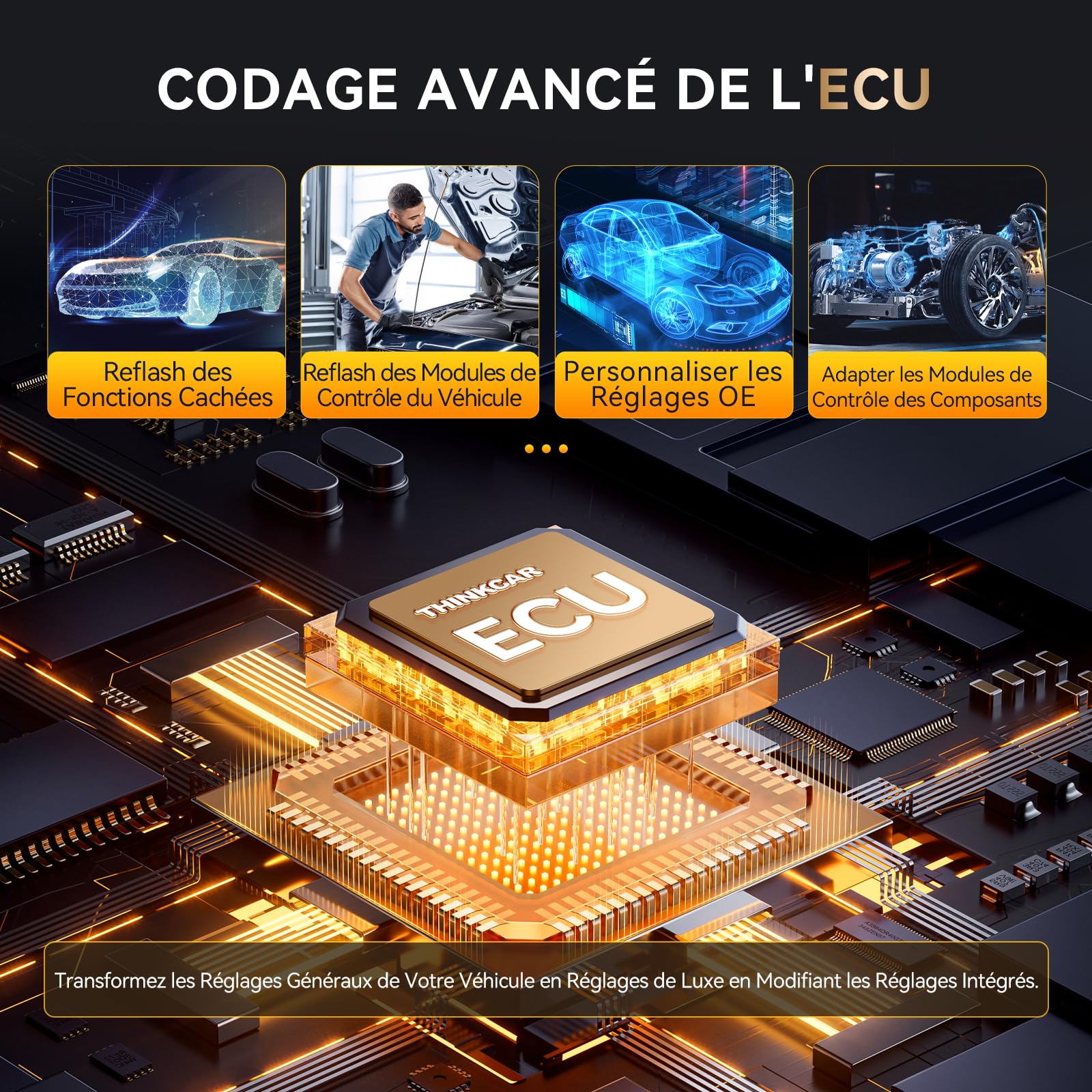 thinkcar Outil D'analyse Bidirectionnel sans Fil, Outil de Diagnostic Automobile Tous Systèmes THINKSCAN 689BT, Scanner OBD2 Bidirectionnel avec Codage ECU, 34 Services (THINKSCAN 689BT)