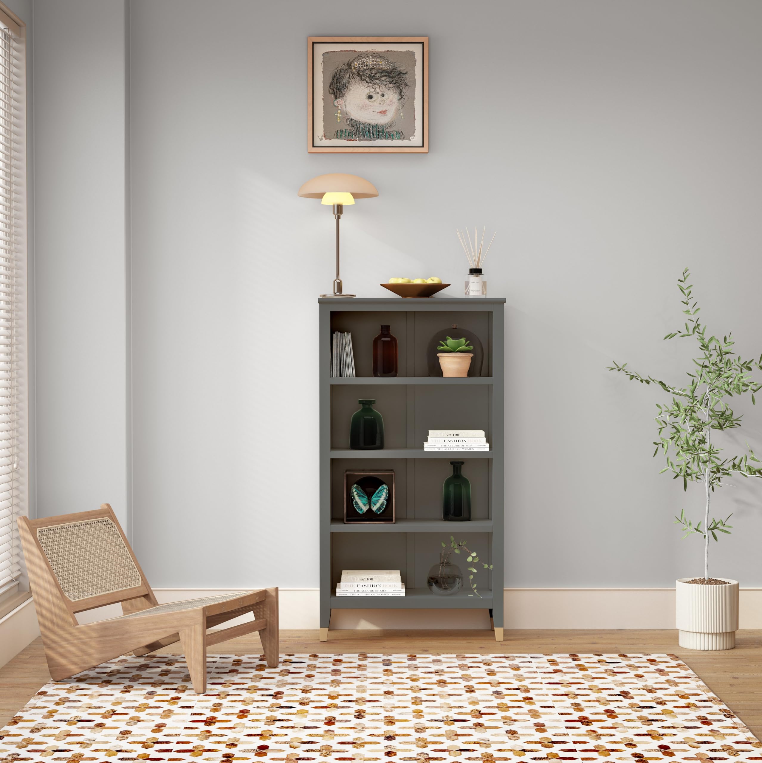 Cabinet Bits Palazzi Bookcase H127 W69 D25cm - Grey