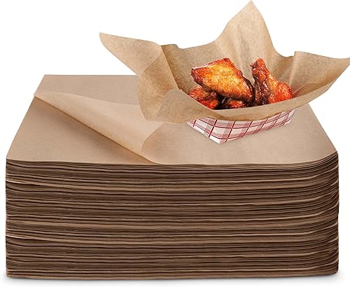 Cuadrados Deli de 12 pulgadas paquete de 250  Papeles Kraft Naturales Deli  Forros a prueba de grasa para barcos de comida  Envolvedores de sándwich
