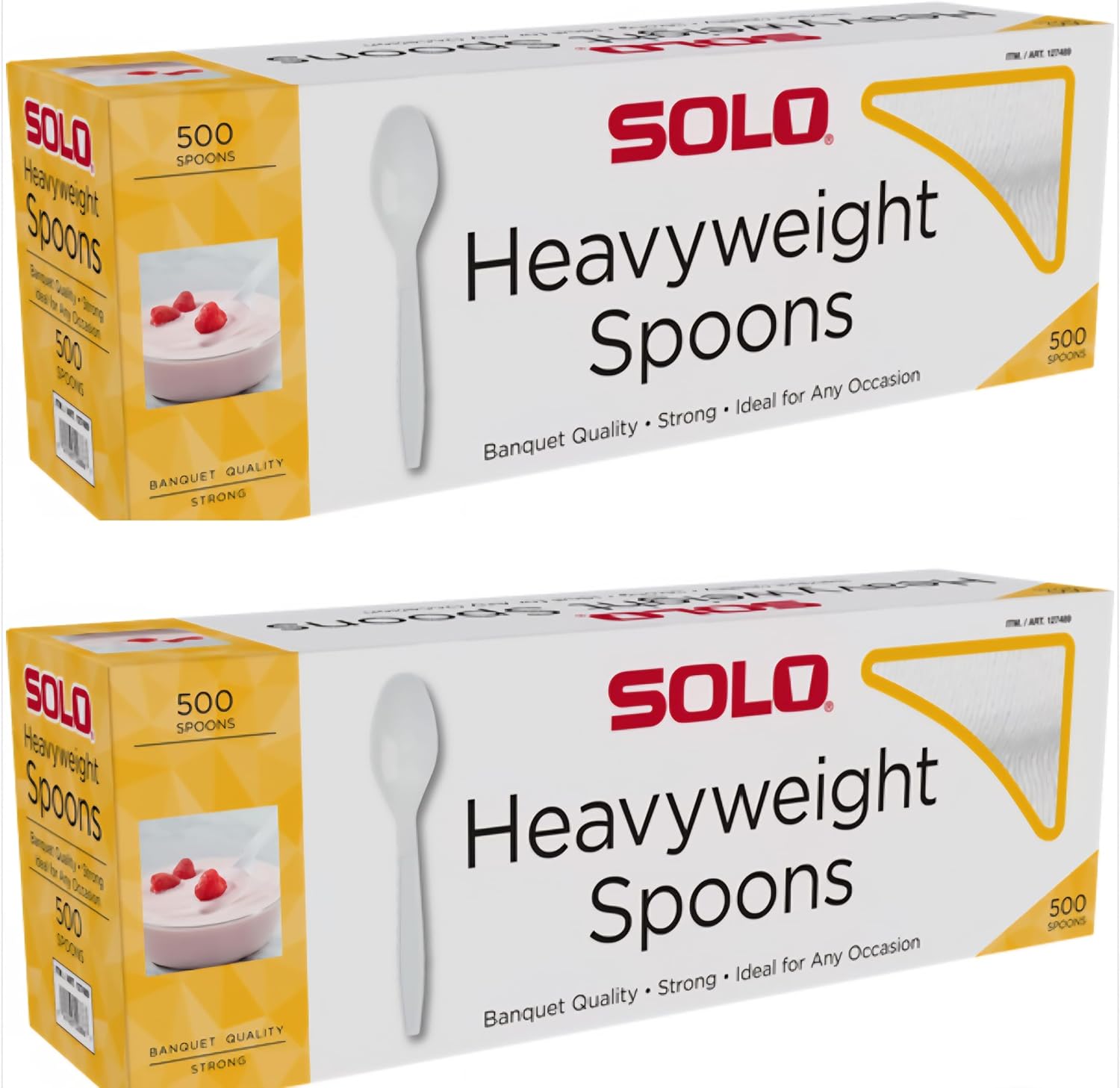 SOLO White Heavyweight Plastic Spoons, 500 Count (2 Packs) - Durable Disposable Utensils for Parties & Events
