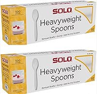 SOLO White Heavyweight Plastic Spoons, 500 Count (2 Packs) - Durable Disposable Utensils for Parties & Events