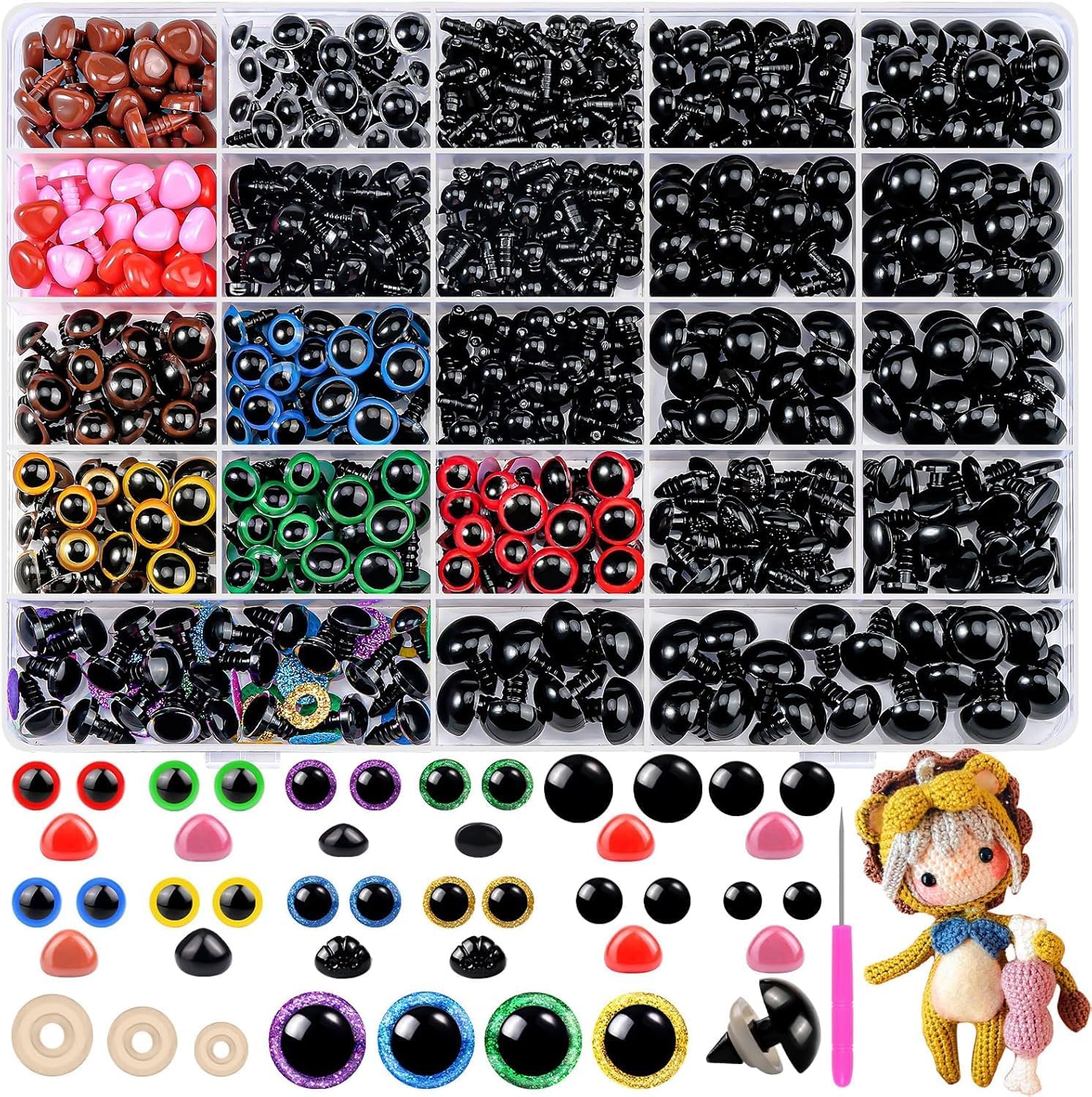 Safety Eyes & Noses for Amigurumi - 270 PCS -10 Safety Eyes & Noses for Amigurumi - 270 PCS -10