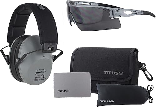 TITUS - Juego de orejeras y gafas de seguridad, gris