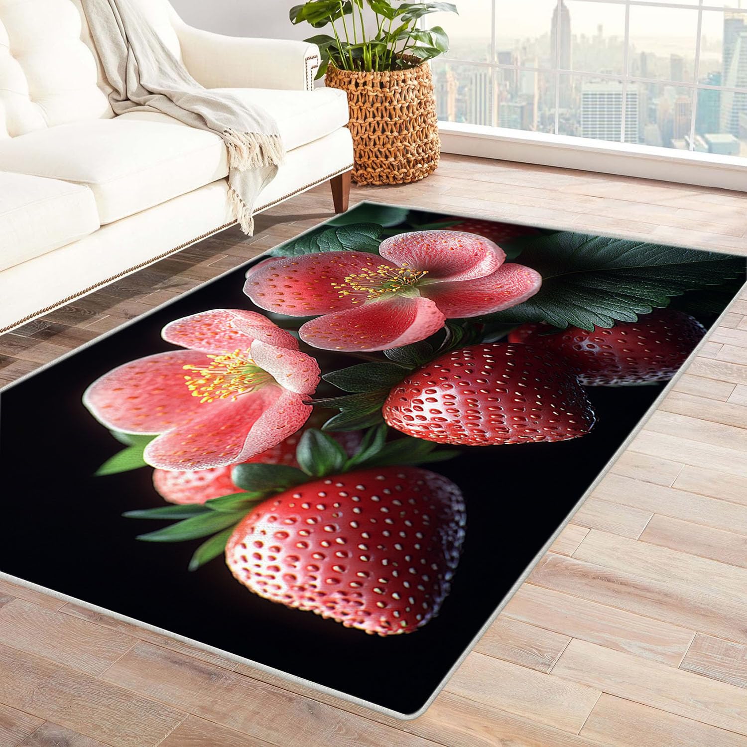 Tapis enfant poils ras rouge 60x90 anti-poussière lavable salon