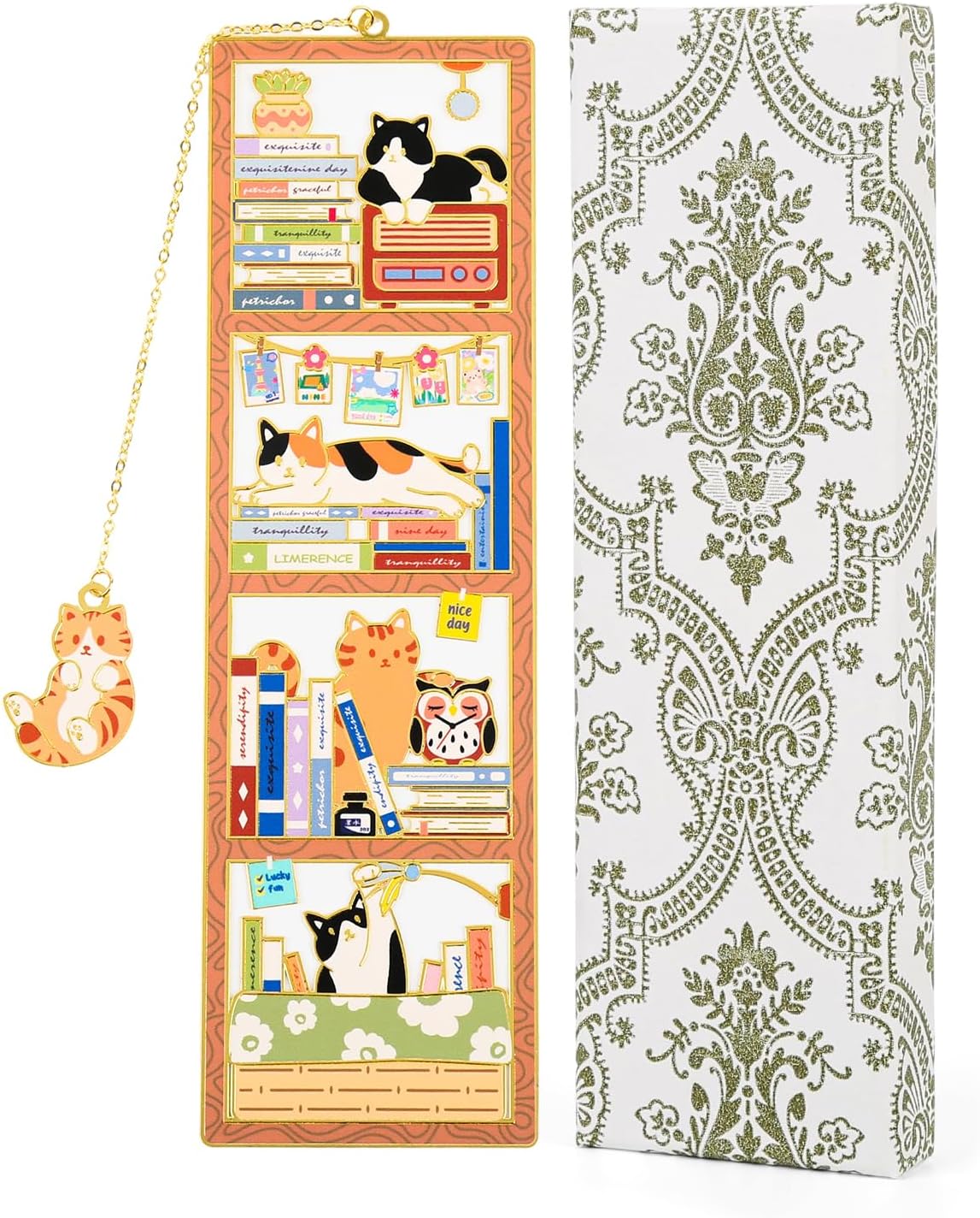 Cat Bookmark for Women, Orange Cat Bookmarks, Metal Book Mark, Book Marker