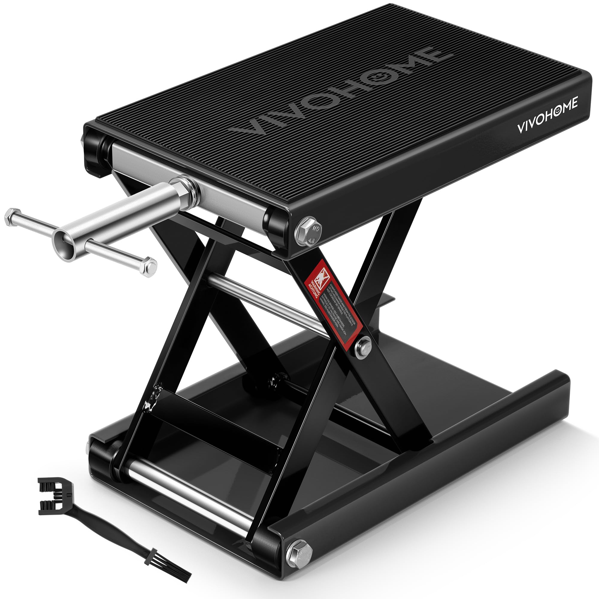 VIVOHOME 1100 LBS Motorcycle Lift Scissor Jack, Wide Deck Hoist Stand, Height Adjustable Center Stand with Crank, Steel Lift for Cruiser, Dirt Bike, ATV - Black