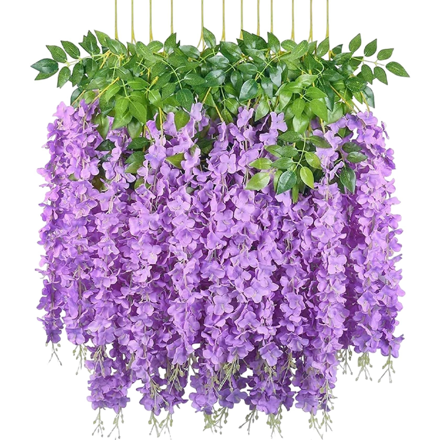 Monetais Light Purple Wisteria Hanging Flowers 12Pcs 4 Ft Realistic Wisteria Hanging Flowers Garland Decorative Silk For Home Wedding Decor, Garland
