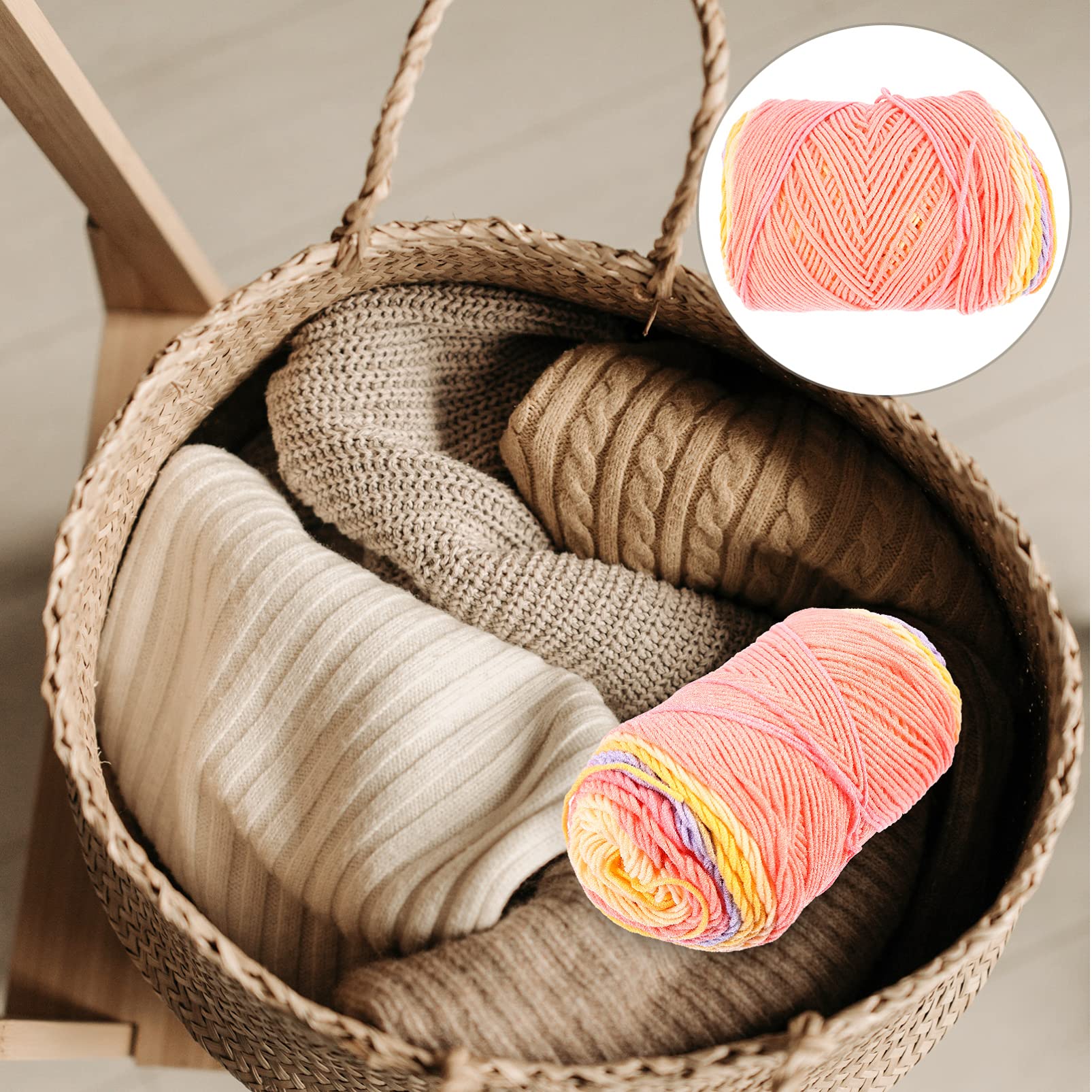 HAPINARY 5 Ply DIY Craft Rope Cotton Yarn Handmade Knitting Yarn for Blanket Comfortable
