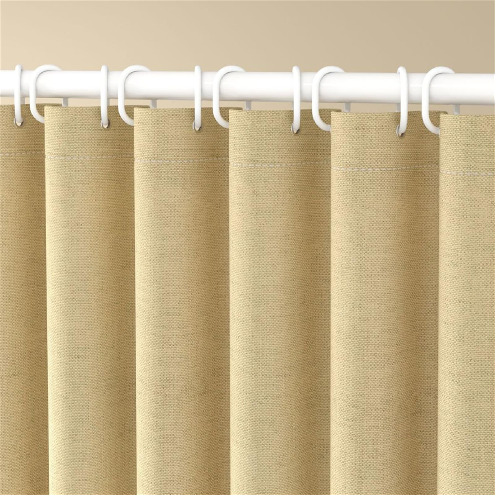 Cortina de ducha impermeable de lino estructurada antimoho tela lavable cortina de ducha para ducha de esquina bañera pequeña beige 80 x 180 cm