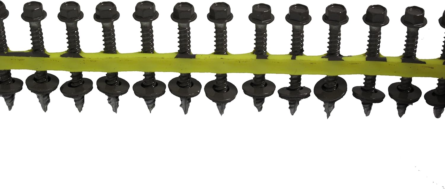Quik Drive HG112WSBROWN Metal Roofing and Siding Screw, Brown Painted 1/4-Inch Hex Drive by 1 1/2-Inch with EPDM-Backed Washer