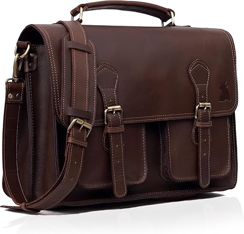 Leather Messenger Bag For Men, Vintage Handmade Laptop Briefcase and Shoulder Bag for Men