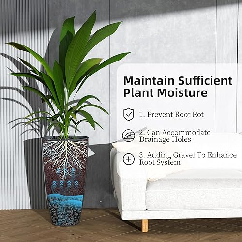 Miniatura 6 de QCQHDU Macetas de 21 pulgadas de alto para plantas de interior y exterior, paquete de 2 macetas resistentes para plantas, flores, árboles para