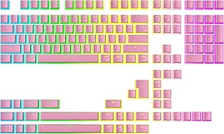 Ranked Pudding v2 PBT Keycaps | 145 Double Shot Translucent ANSI US & ISO Layout | OEM Profile for Full Size, TKL, 75%, 65% and 60% RGB Mechanical Gaming Keyboard (Pink)