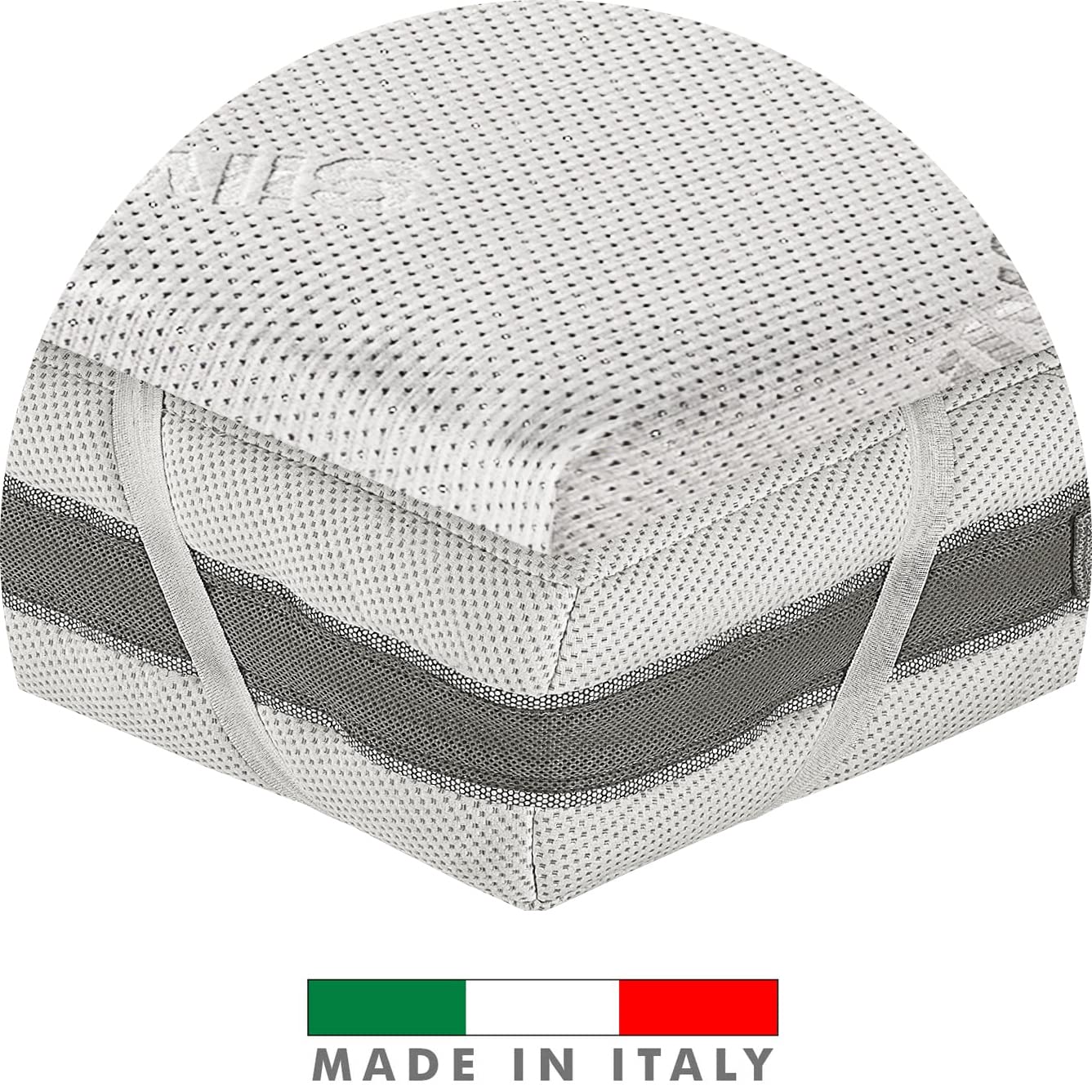 Tata Home Topper Materassino Coprimaterasso in Memory Foam Sfoderabile Correttore per sopra Materasso Matrimoniale 2 piazze 160x190 cm Alto 5 cm in Fibra d’Argento