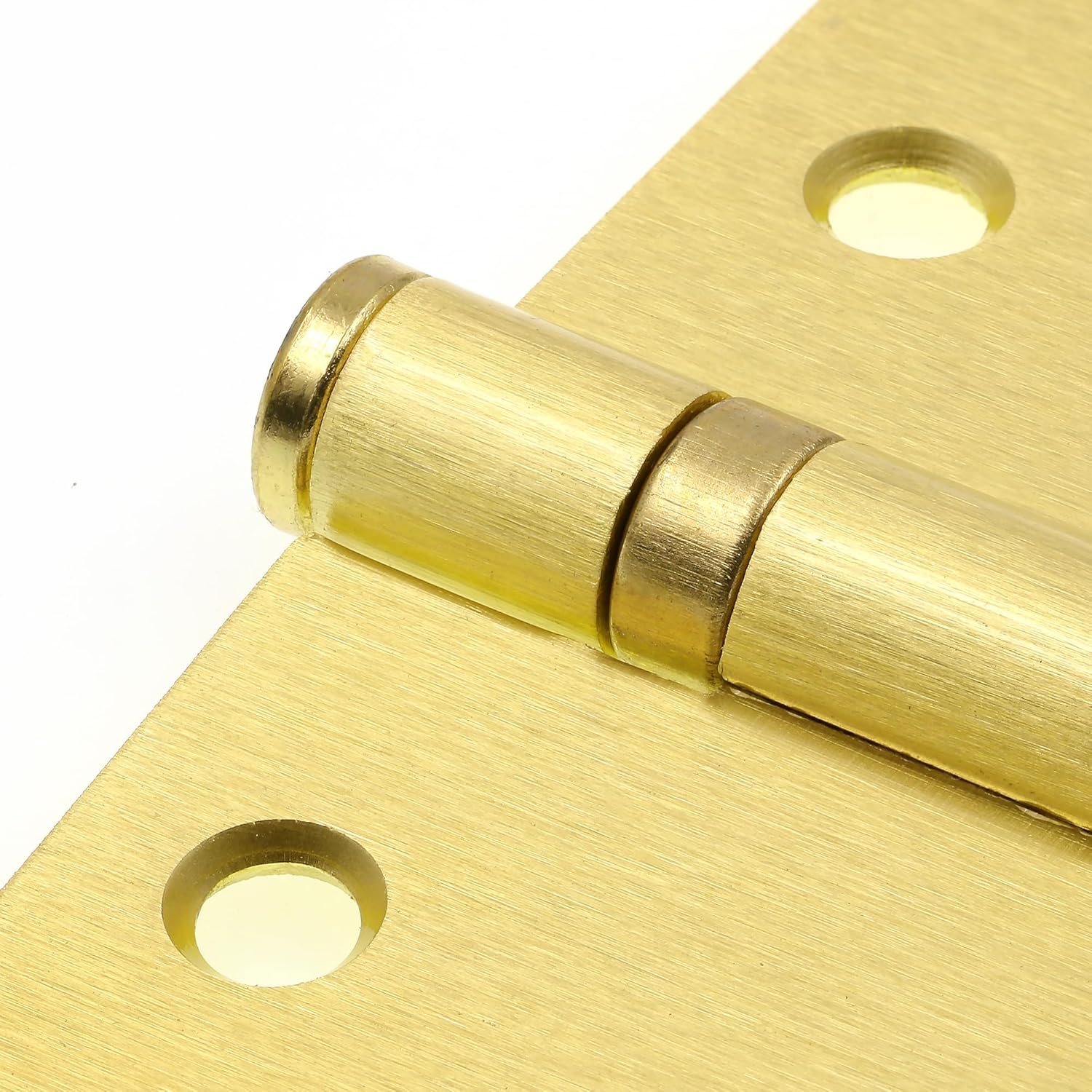 Prime-Line U 1156463 Door Hinge Commercial Smooth Pivot 2 Ball Bearing, 4-1/2 In. x 4-1/2 In. with Square Corners, 4 Holes per Leaf with Screws, Satin Brass Finish, .134 In. Gauge (3 Pack)