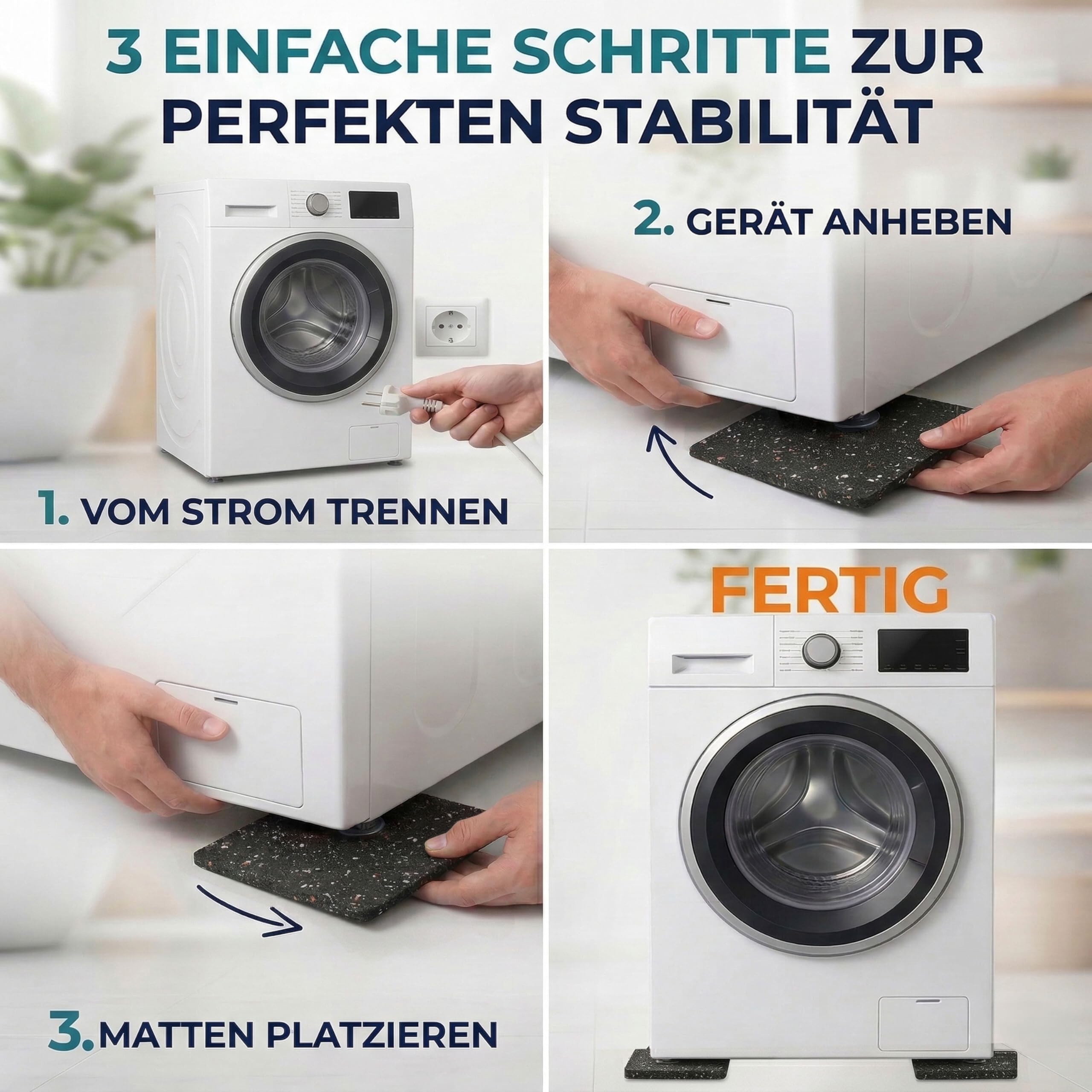 Antivibrationsmatte Waschmaschine I Vibrationsmatte 3D Drucker I Anti Vibration  Waschmaschinenunterlage I Schwingungsdmpfer I Dmmmatte Waschmaschine I  Waschmaschienenuntermatte I 8 Stck 3mm : Amazon.de: Elektro-Grogerte