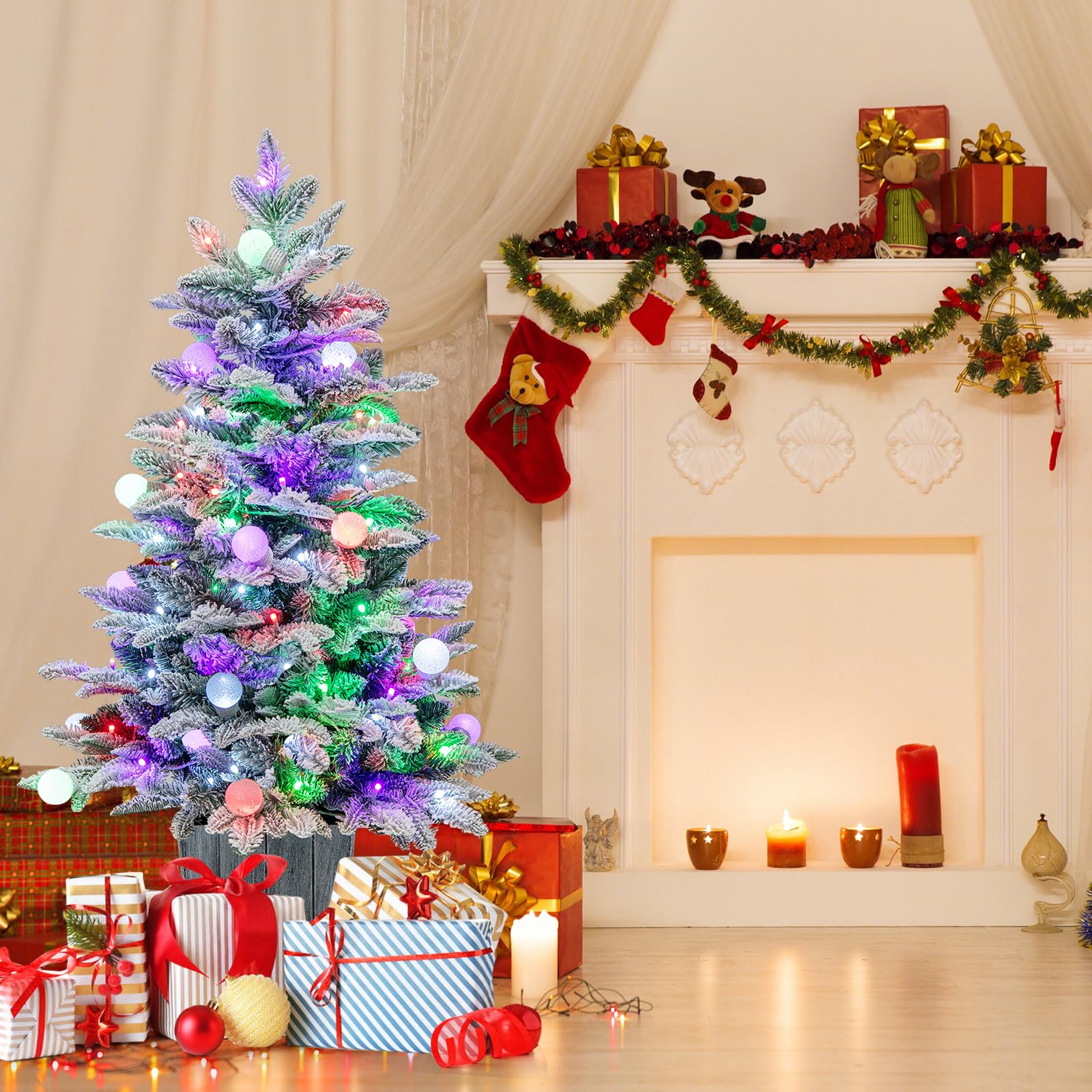 COSTWAY Mini Albero di Natale 48/60/100 cm, Albero di Natale Piccolo da Tavolo con Vaso e Rami Realistici, Decorazione Natalizia per Casa, Ufficio e Negozio (100 cm)