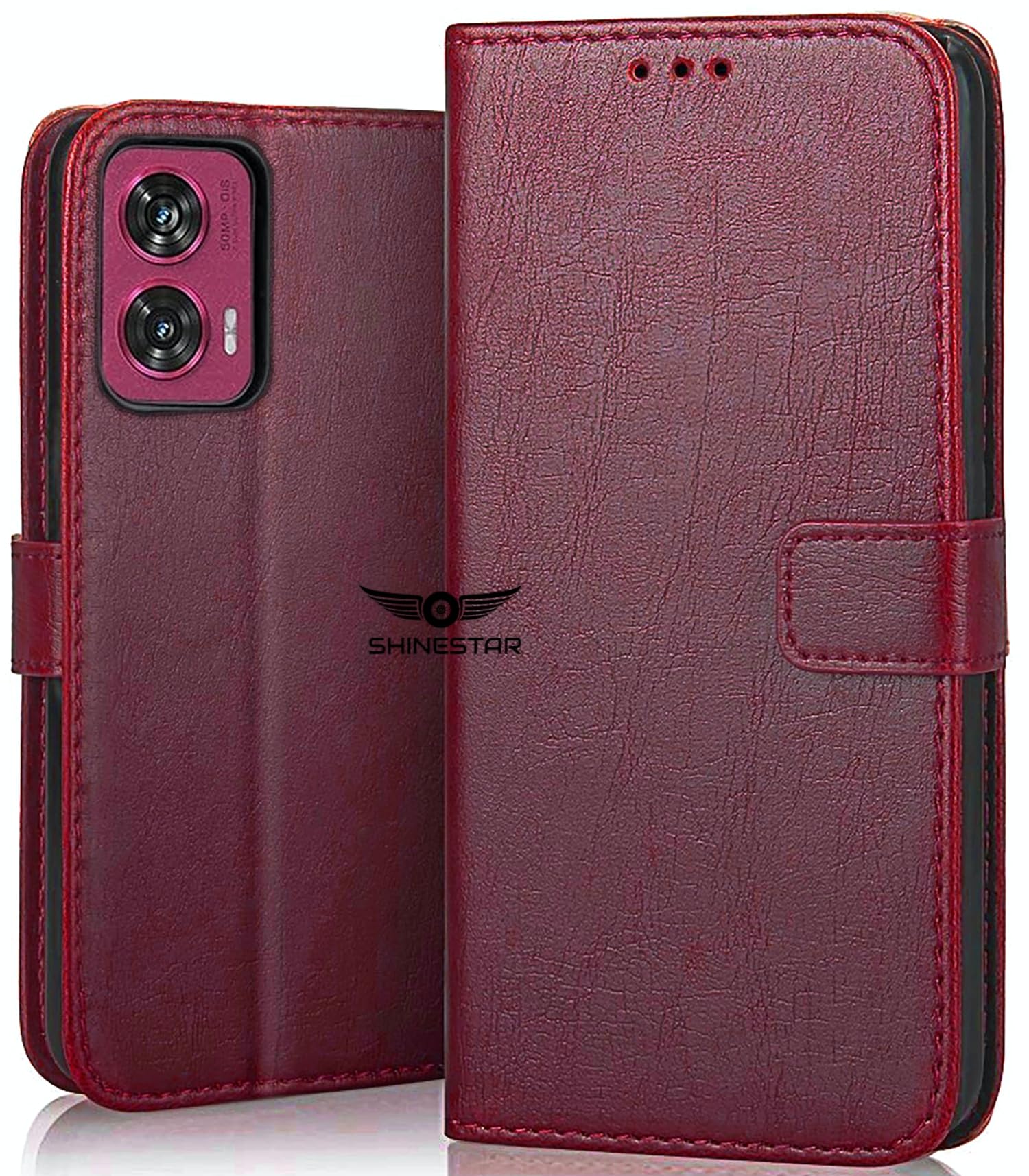 SHINESTAR Motorola Edge 50 Fusion Flip Back Cover | PU Leather Flip Cover Wallet Case with TPU Silicone Case Back Cover for Motorola Edge 50 Fusion - Blood Red (B0D5S7DD2G) Amazon Price History, Amazon Price Tracker