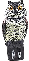 Vista 1 de Señuelos de búho para asustar a los pájaros con cabeza giratoria, ojos realistas disuasorios naturales de aves enemigas y forma impermeable, búho
