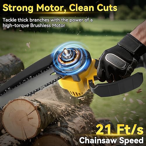 Miniatura 5 de Sierra de poste eléctrica 2 en 1 de 8 pulgadas, mini motosierra inalámbrica compatible con batería Dewalt de 20 V con telescopio de 2.5 M,