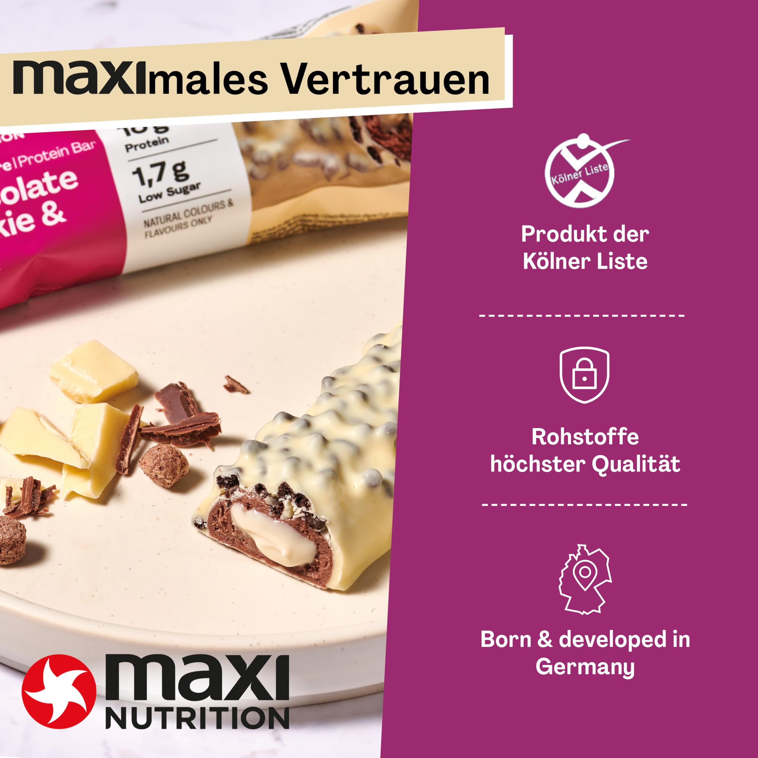 MaxiNutrition Creamy Core Bar MIX BOX, 6 Sorten (12 Riegel x 45 g), Jede Sorte enthält mindestens 14 g Eiweiß pro Riegel, Low Sugar, ohne Zuckerzusatz, ohne künstliche Aromen