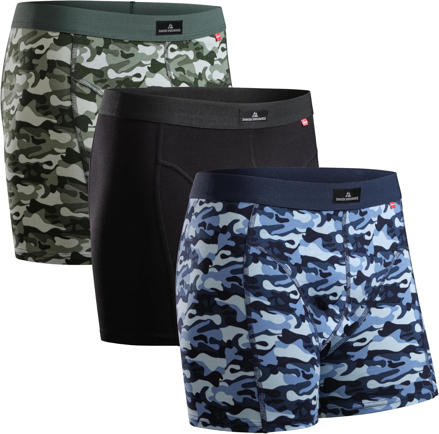 Lot de 3 boxers en fibre de bambou homme DANISH ENDURANCE - BLEU MARINE