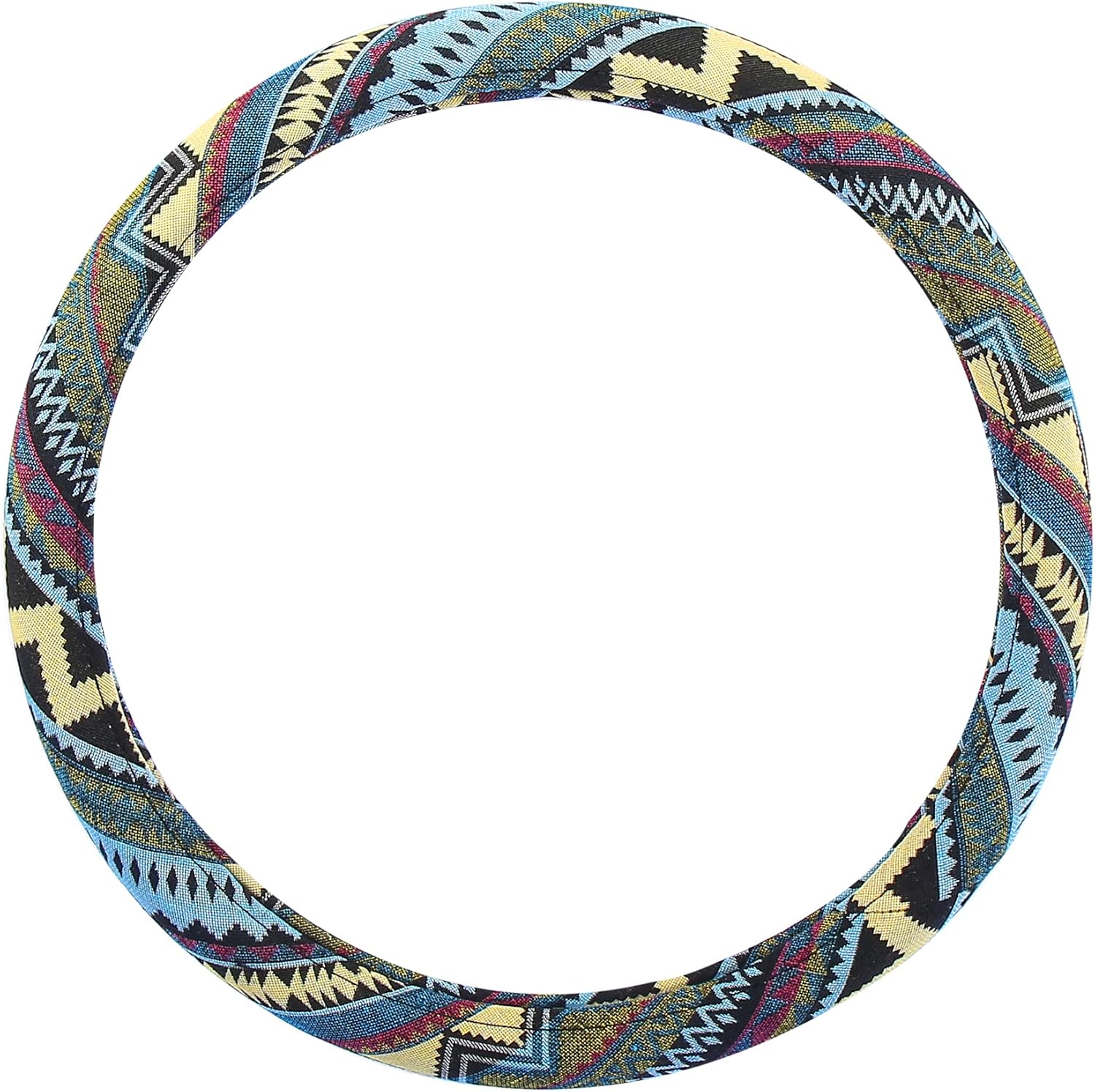 X AUTOHAUX 40cm 16 Inch Universal Steering Wheel Cover for Cars Trucks SUV Ethnic Style Multicolor Printing Pattern