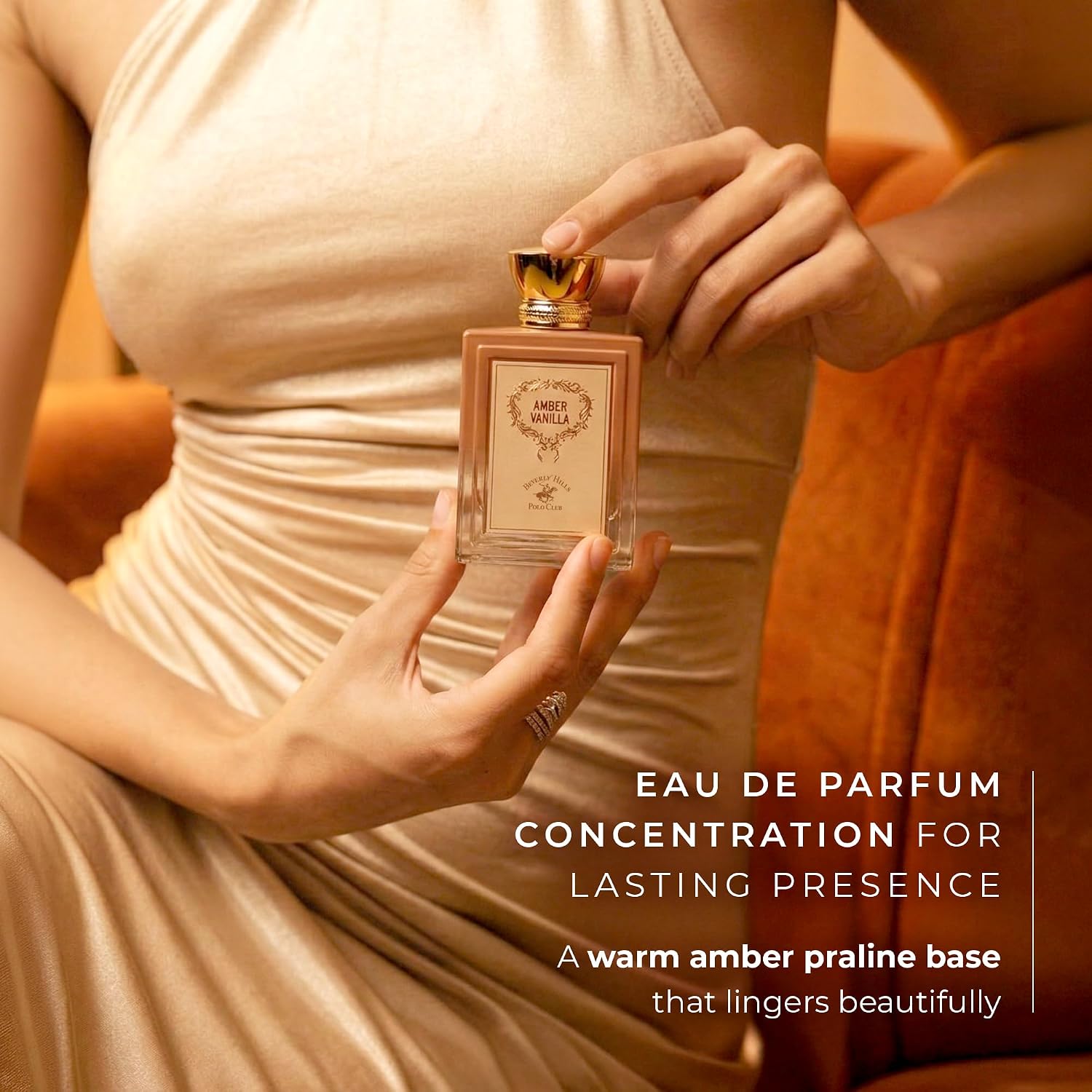 Beverly Hills Polo Club Amber Vanilla Eau de Parfum for Women | Luxurious Floral Amber Gourmand Fragrance | Creamy Vanilla, Warm Amber & Praline | Sophisticated & Long-Lasting 100ml Scent