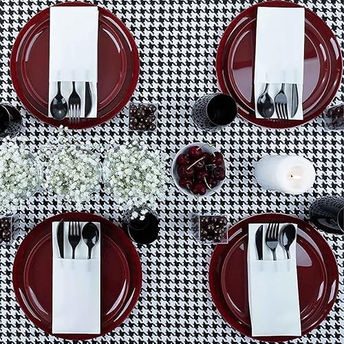 Miniatura 3 de Blue Sky Edge Collection - Platos de plástico rojo arándano de 6.3 pulgadas, 10 unidades, vajilla desechable elegante y resistente para fiestas,