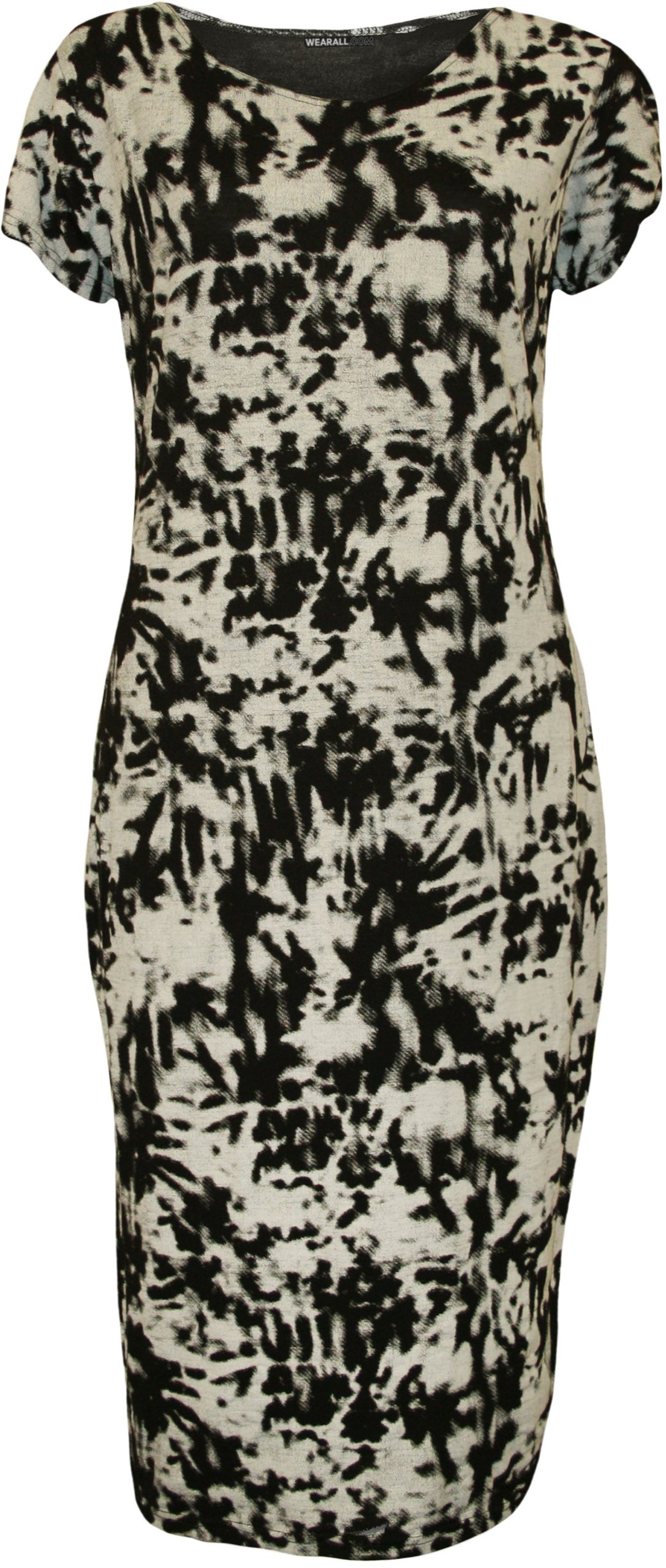 WearAll Womens Plus Size Print Short Sleeve Scoop Stretch Ladies Midi Dress - Tie Dye - 26-28