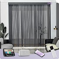 Vista 15 de Graywind Persianas verticales motorizadas compatibles con Alexa Google, opacas reversibles, persianas verticales inteligentes, control remoto, lamas