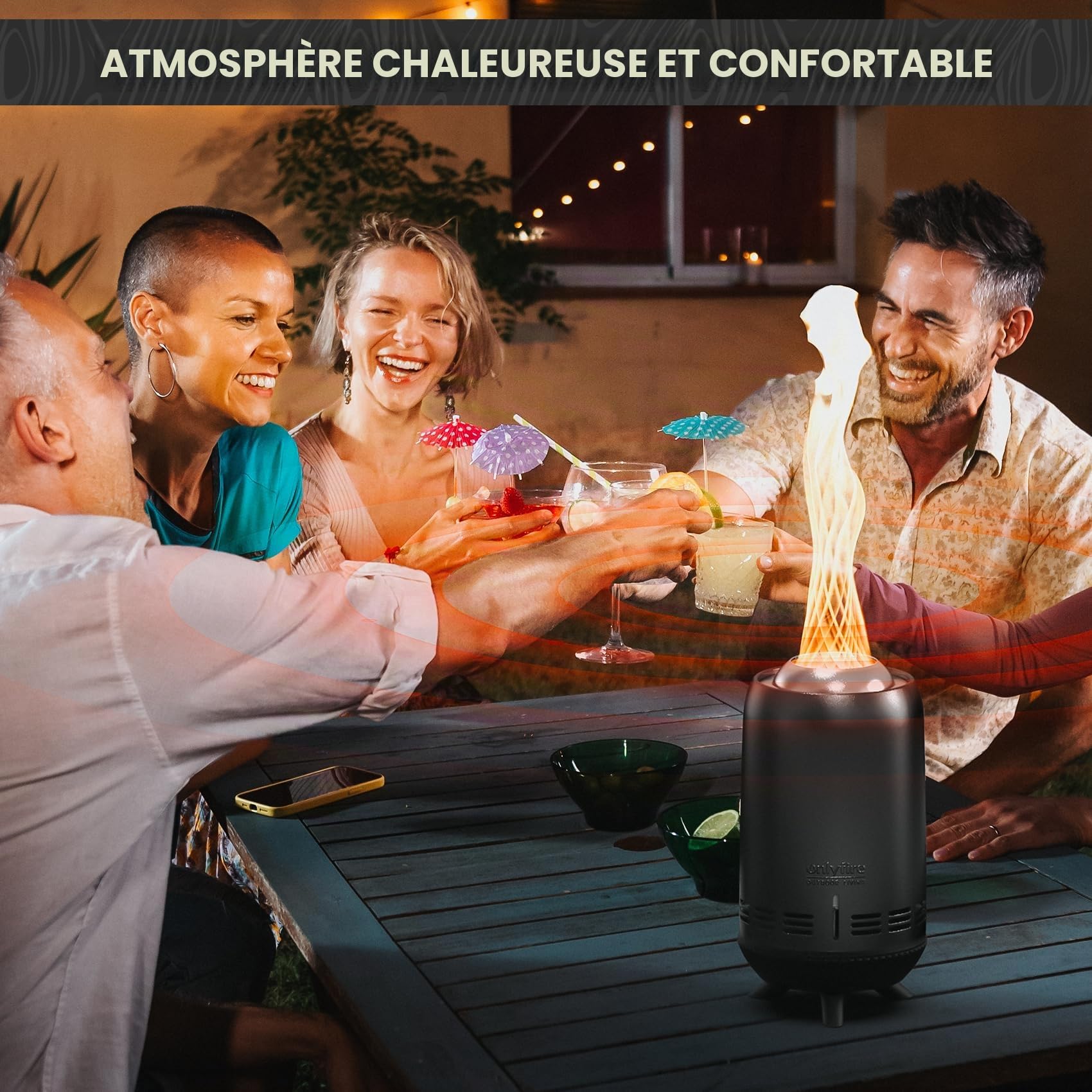Onlyfire Cheminée de Table à Faible fumée avec Sac de Transport - en Acier Inoxydable - pour Jardin, terrasse, Balcon - Feu de Table pour granulés et Bois - 15 x 30,5 cm - Noir