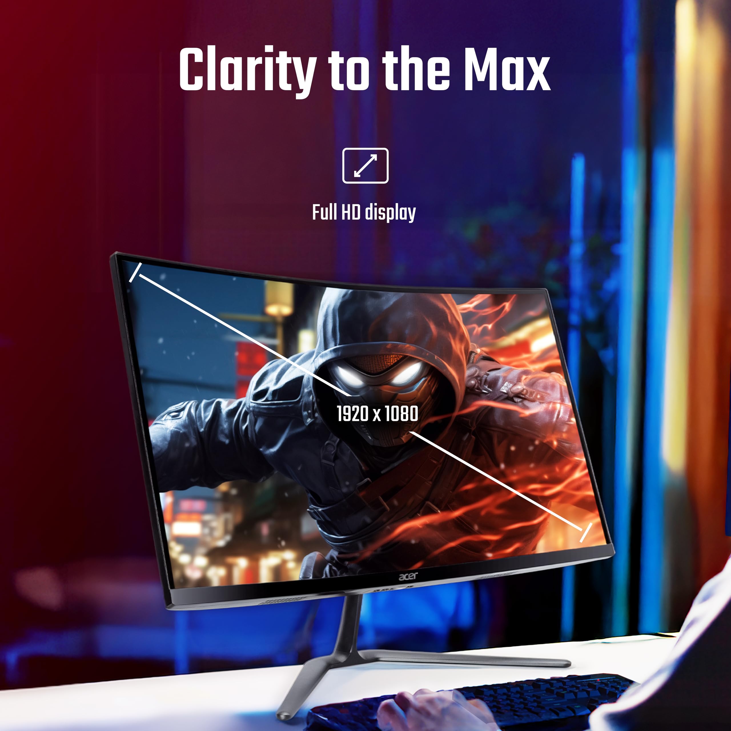 Acer Nitro ED270 X0 27 inch Full HD 1920×1080 VA Curved Gaming Monitor | 200 Hz Refresh | 1 ms VRB | AMD FreeSync Premium | HDR10, sRGB 99% | ZeroFrame | Tilt Adjust | HDMI & DisplayPorts | Black — Amazon image 7