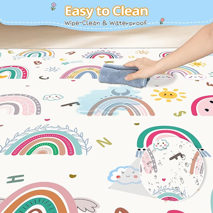 Baby Play Mat, 1-Inch Thick Foam 50" X 50" Playpen Mat,Waterproof & Non - Slip Playmat for Baby Play on Floor, Wipe - Clean, Ideal for Infants, Toddlers & Kids' Crawling and Tummy Time(Rainbow) miniatura 4