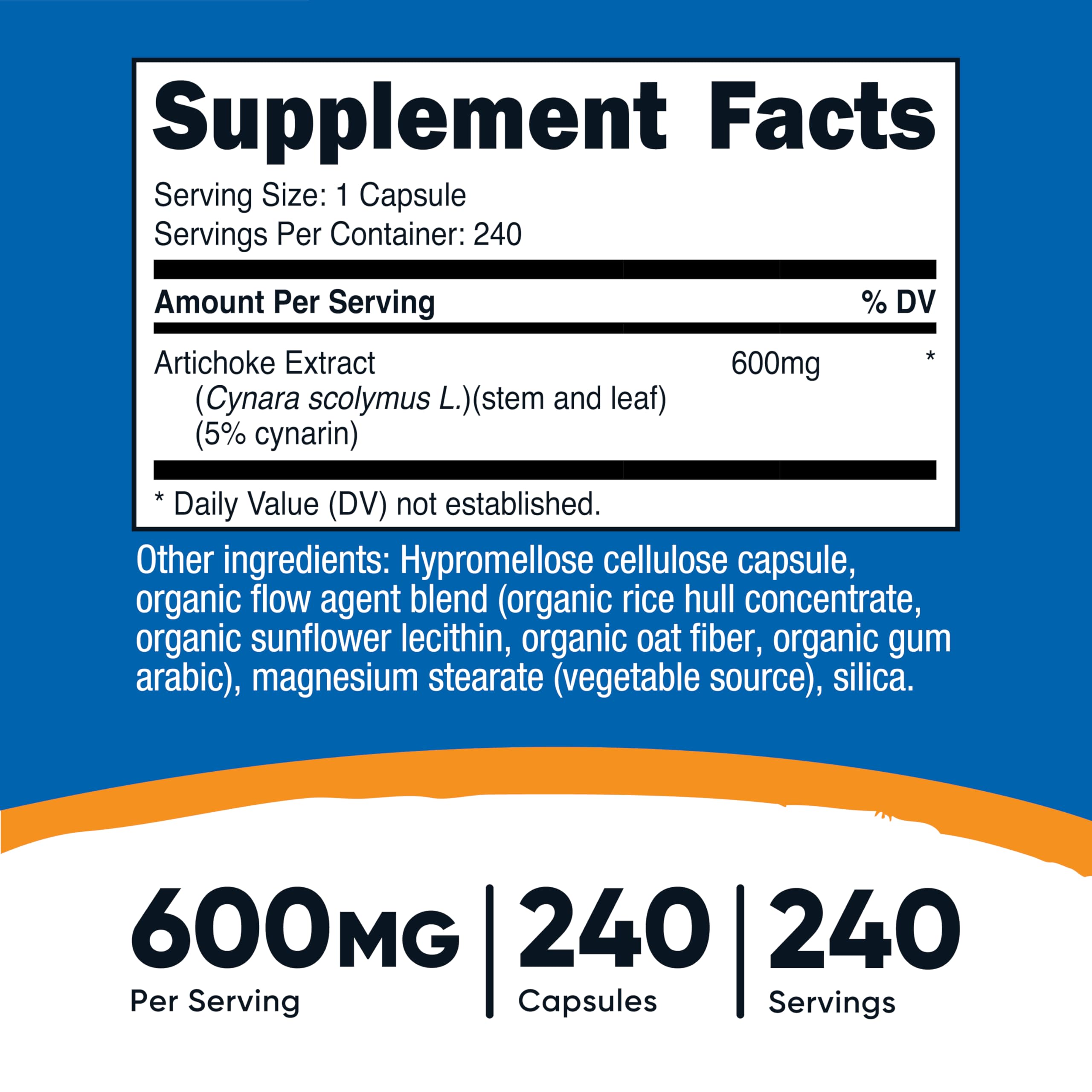 Nutricost Artichoke Extract 600mg, 240 Vegetarian Capsules, Gluten-Free — Amazon image 2