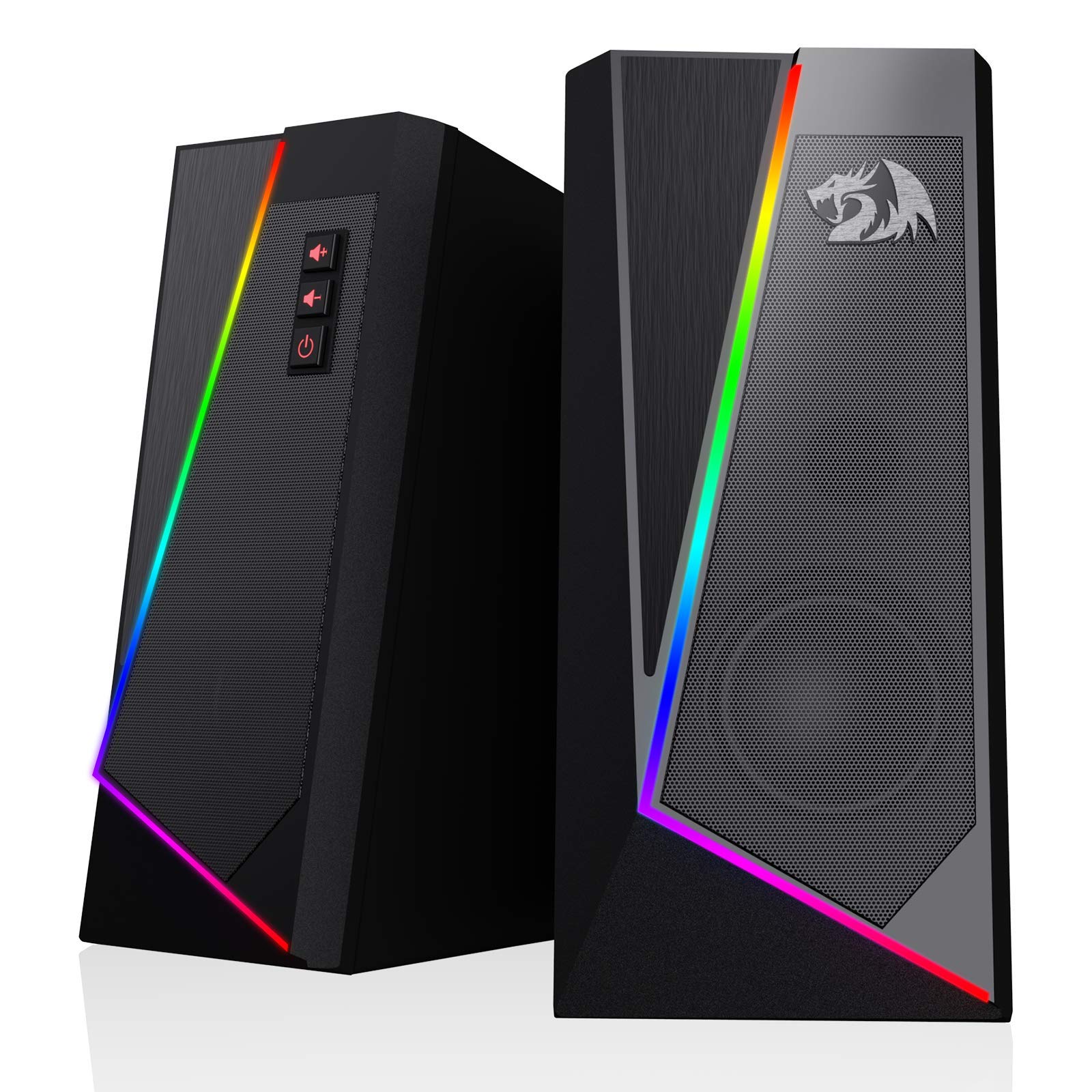 (Refurbished) Redragon GS520 Anvil RGB Desktop Speakers, 2.0 Channel PC Computer Stereo Speaker with 6 Colorful LED Modes, Enhanced Sound and Easy-Access Volume Control, USB Powered w/ 3.5mm Cable (B08R729HJ4) Amazon Price History, Amazon Price Tracker