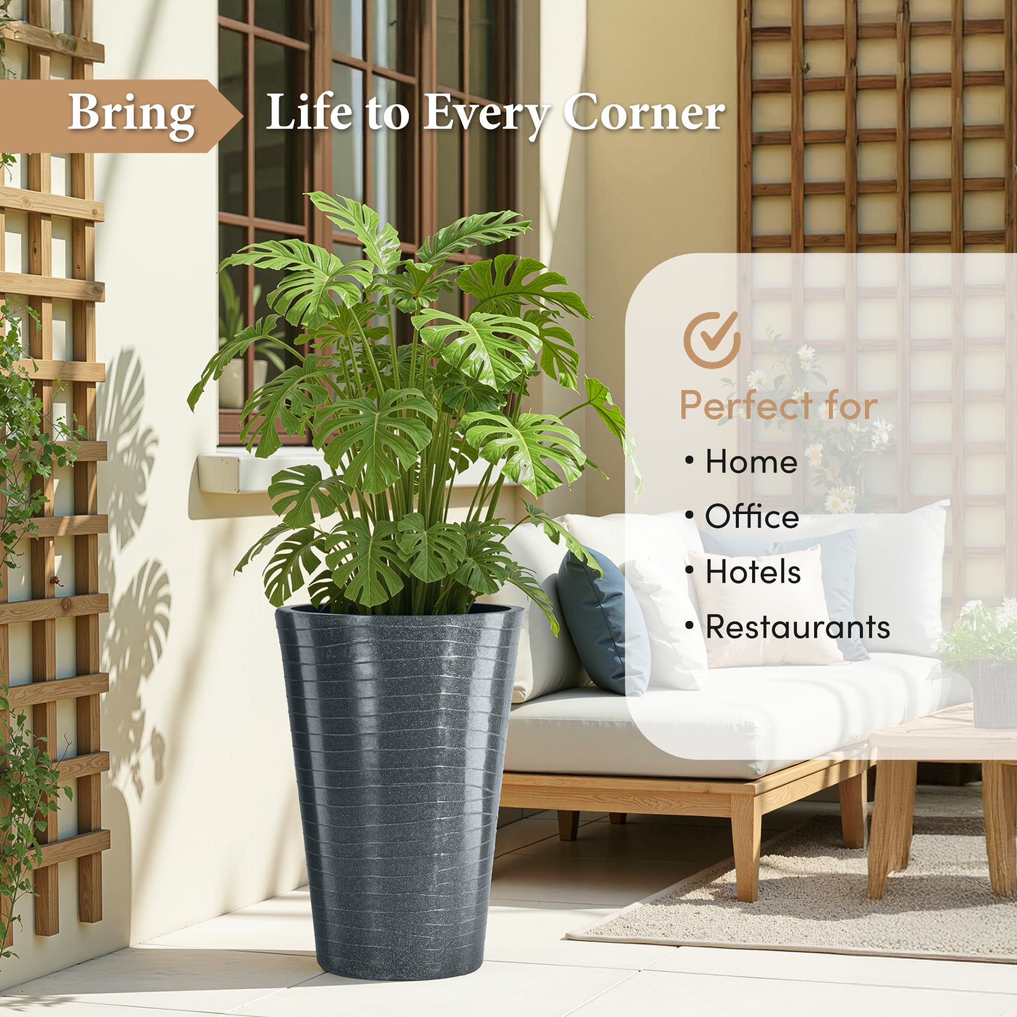 Kuber Industries 23 Inch Big Size Planter - Grey -7