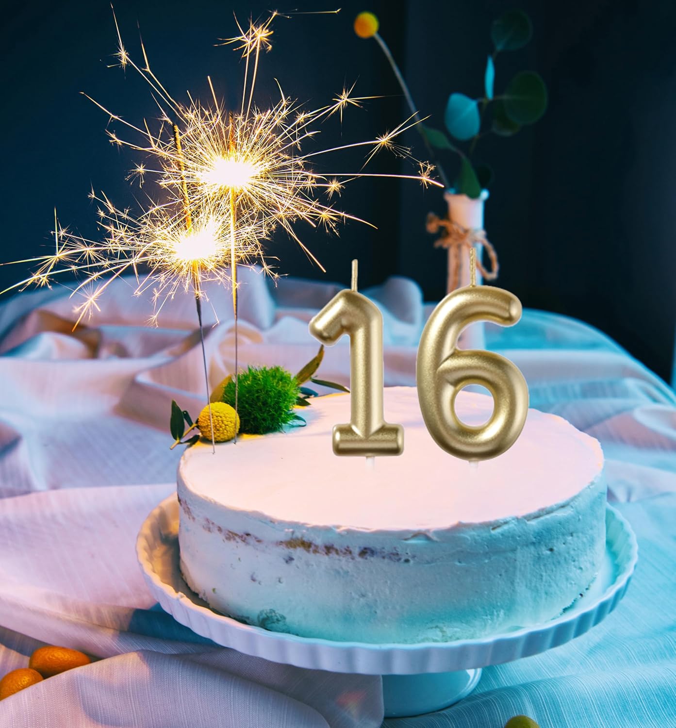 2.35 in 16th Birthday Decorations for Boys Girls,Gold 16 Birthday Candles