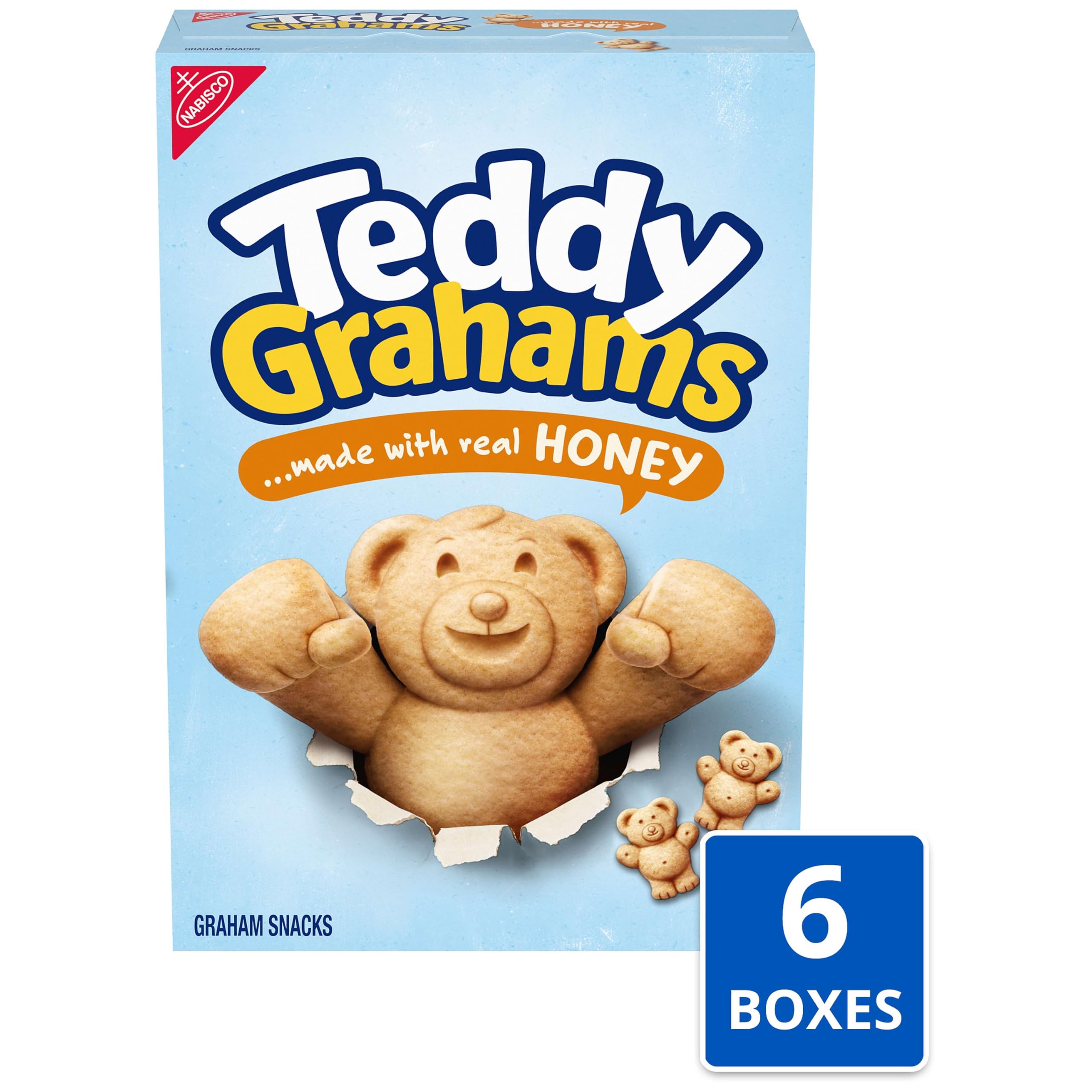 Teddy Grahams Crackers, (Honey, 10-Ounce Boxes, 6-Pack) | Gute Kalziumquelle, 8 g Vollkorn pro 30 g Portion, kein Maissirup mit hohem Fruktosegehalt, künstlicher Geschmack oder Farben
