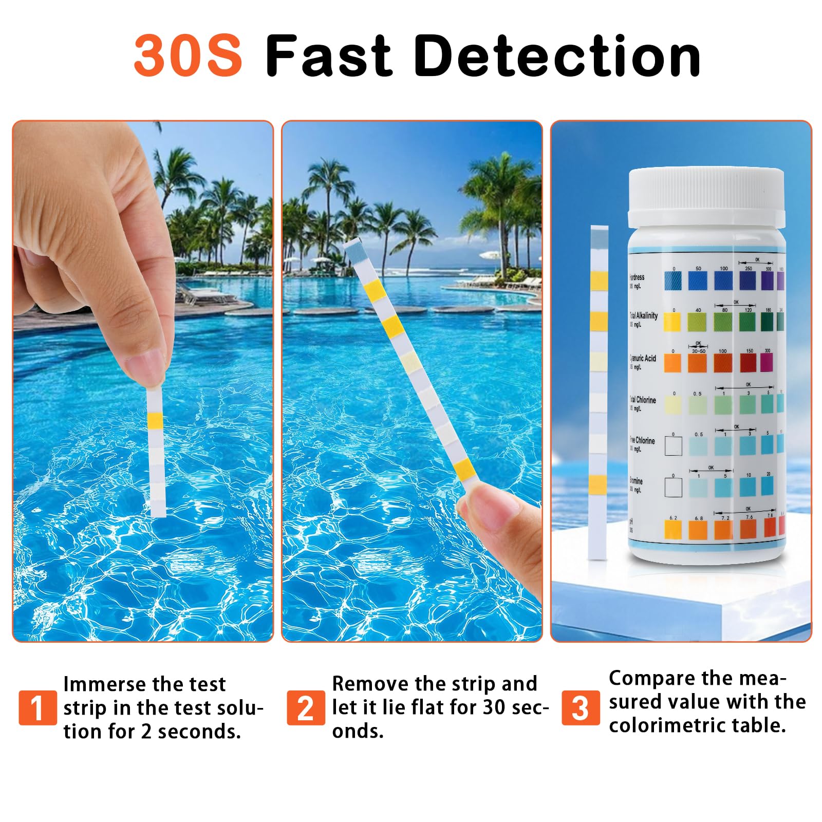 Mega teststrips voor Hottub & Zwembad | Meet Chloor, pH & Alkaniteit
