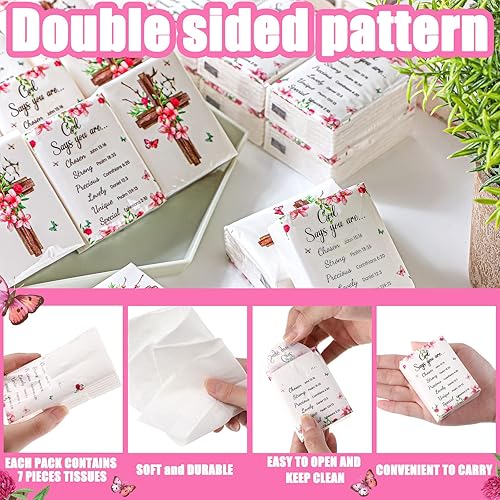 Miniatura 10 de Seajan Paquete de 120 pañuelos de tamaño de viaje bíblicos a granel de 4 capas cristiano con versículo de la Biblia, mini pañuelo facial, pequeño