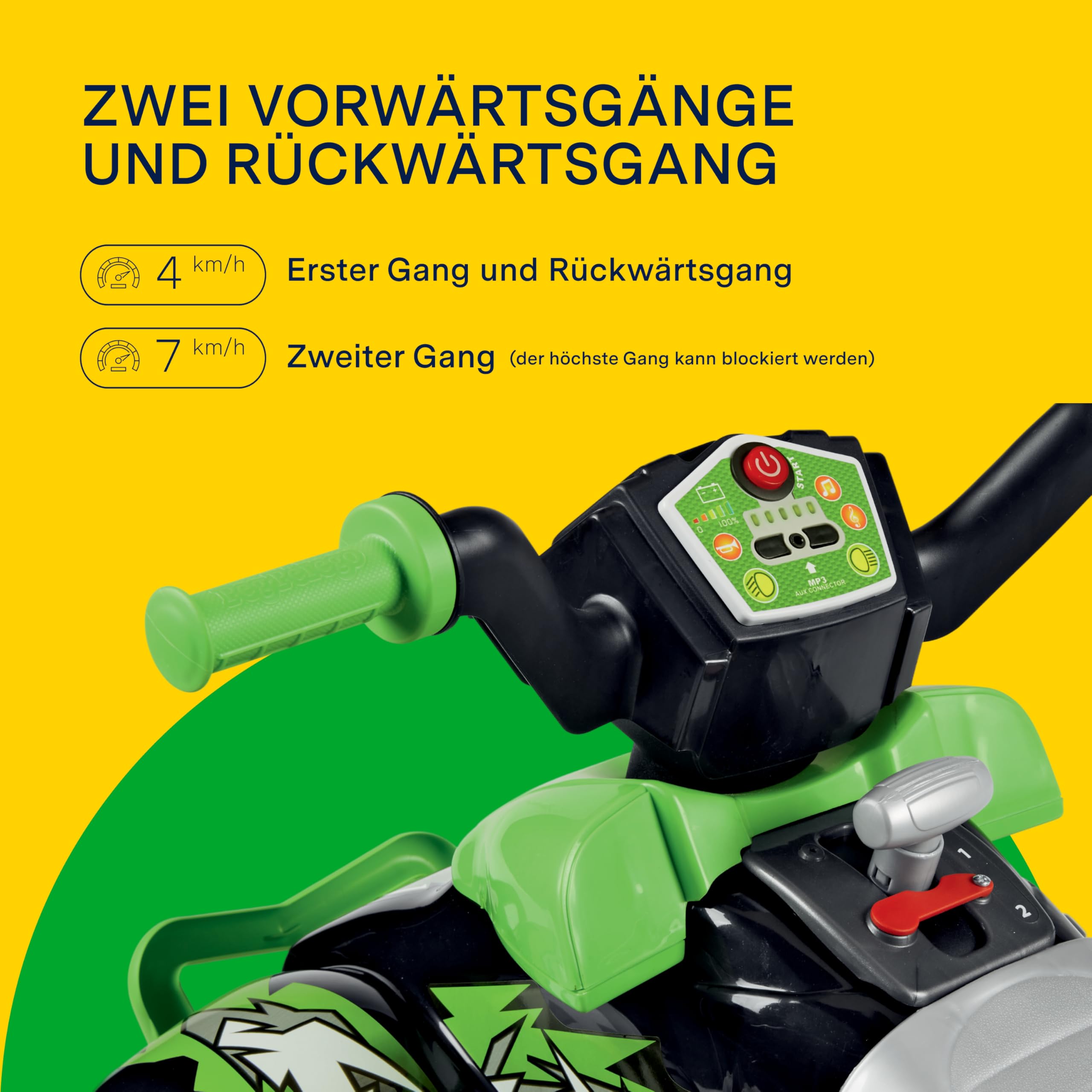 PEG Corral T-Rex 330W Elektrisches Kinderquad für Kinder ab 3 Jahren mit LED-Lichtern, Soundeffekten, 2 Gängen und Rückwärtsgang, 12V Akku