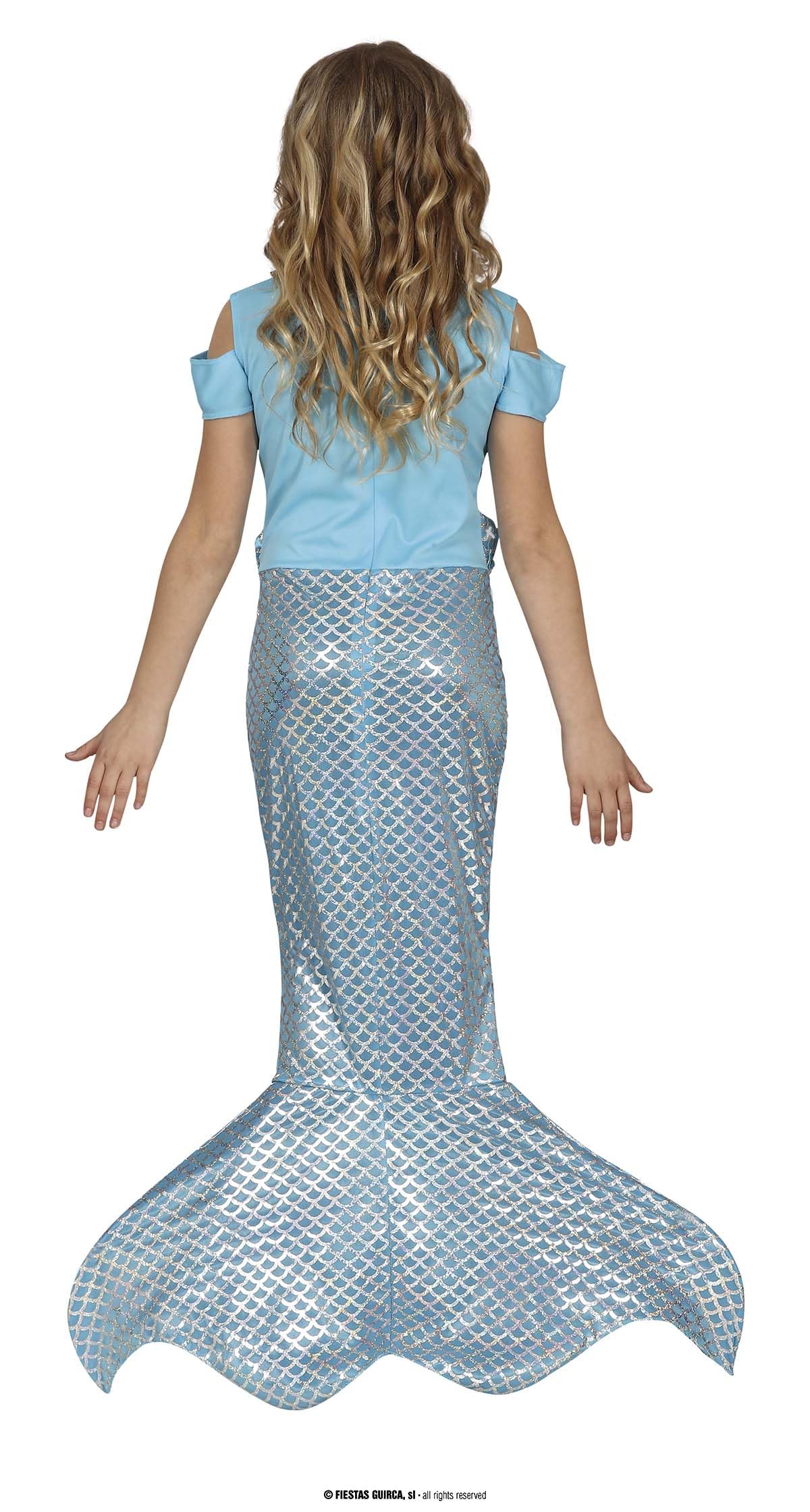 FIESTAS GUIRCA Shiny Mermaid Fancy Dress Costume Girls - Light Blue, Purple and Silver Dress with Mermaid Tail for Children 7-9 Years - Image 2